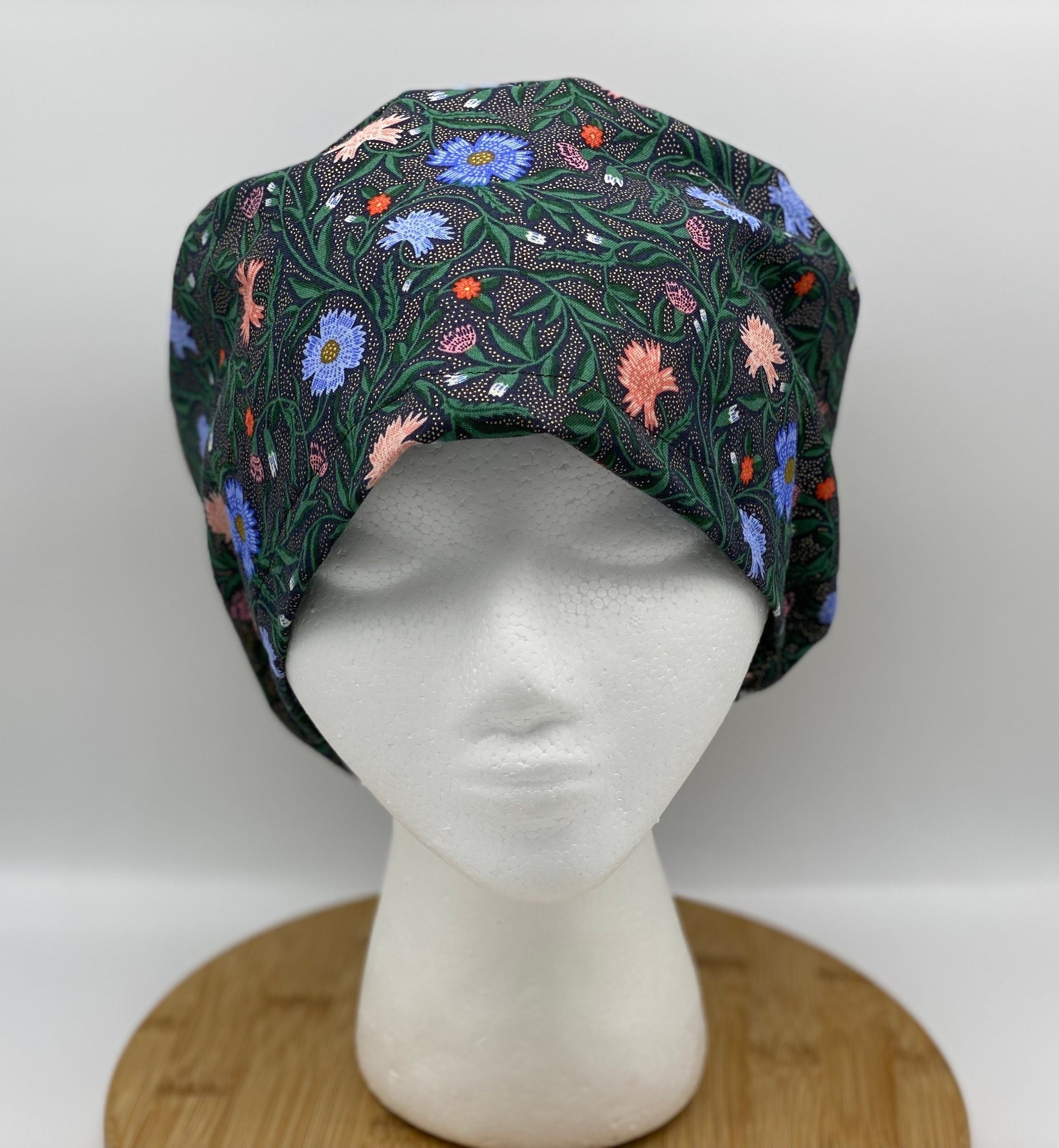 Rifle Paper co vintage garden aster fabric euro scrub hat