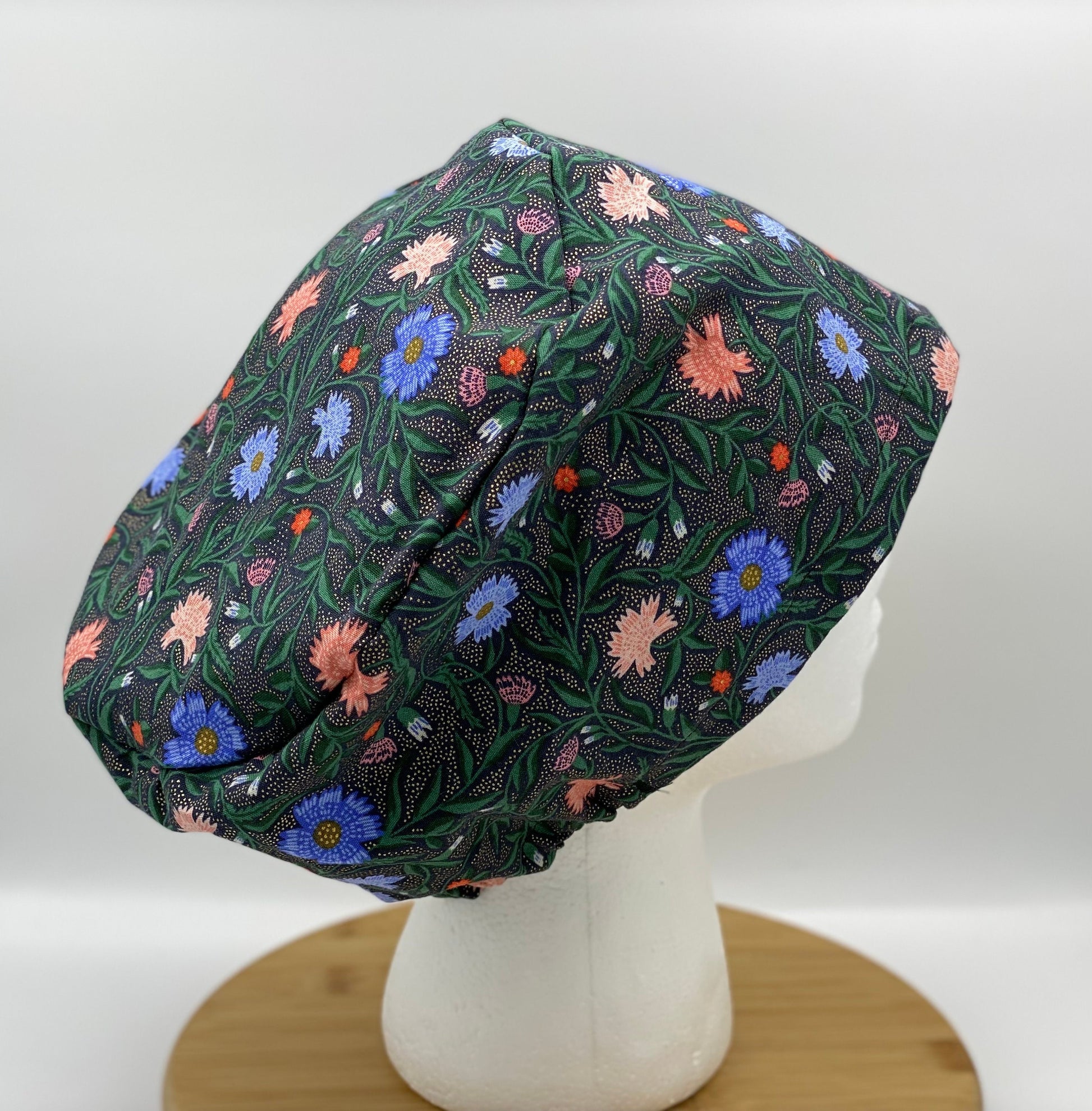 Rifle Paper co vintage garden aster fabric euro scrub hat