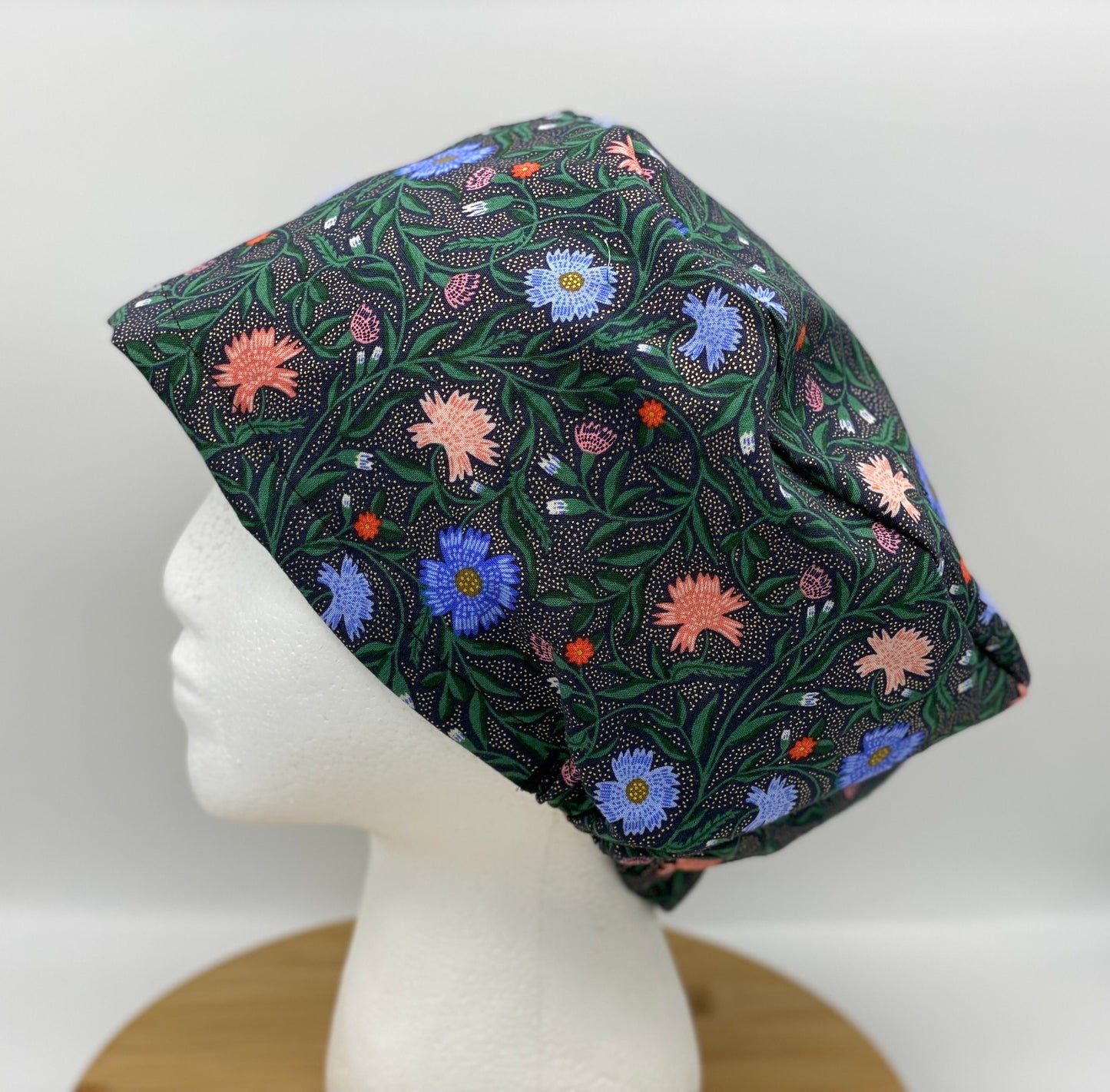 Rifle Paper co vintage garden aster fabric euro scrub hat