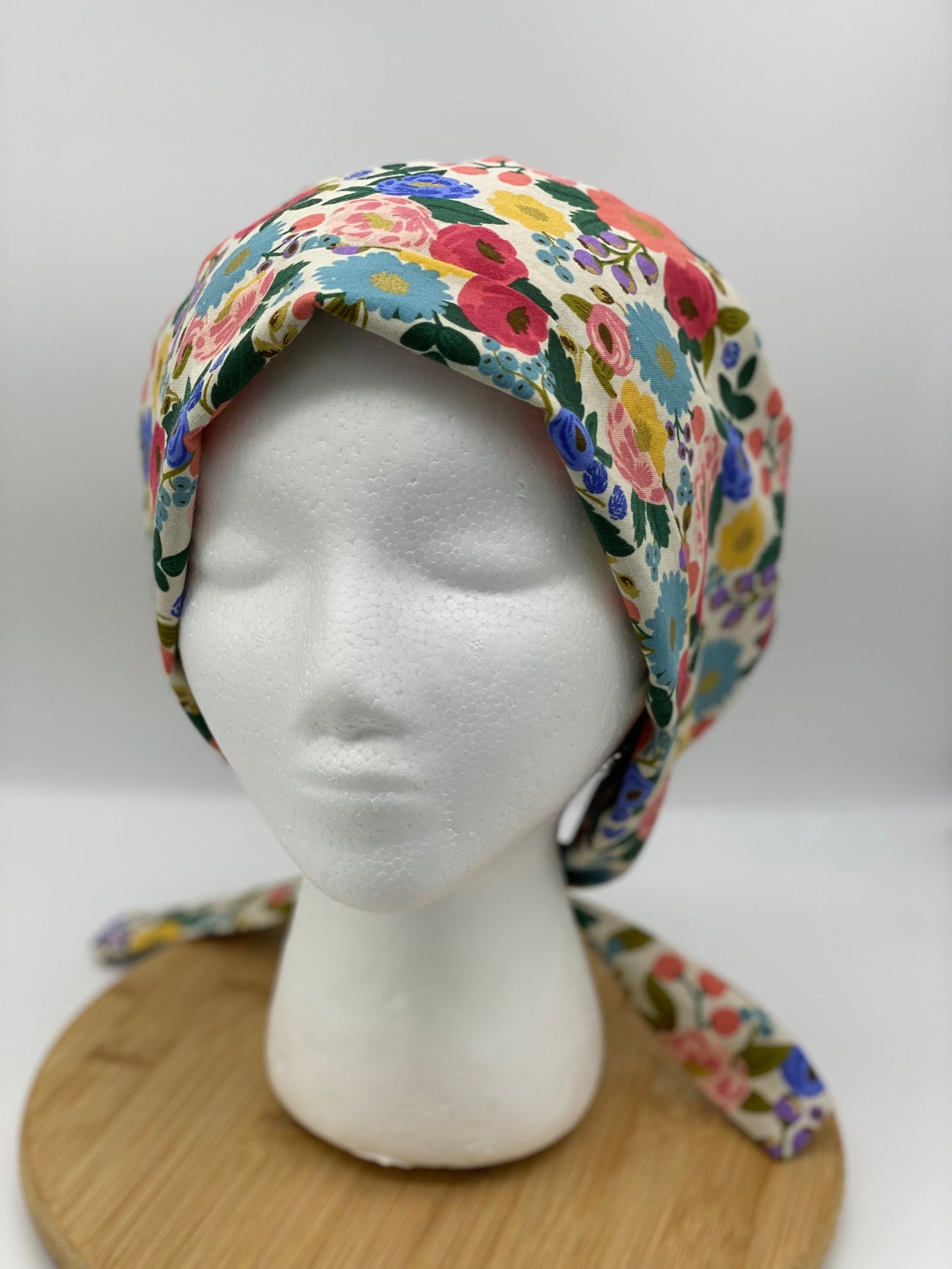 Rifle Paper Co vintage garden tie back scrub hat, modern floral scrub cap, tie-back scrub hat, Bonnet Head Designs