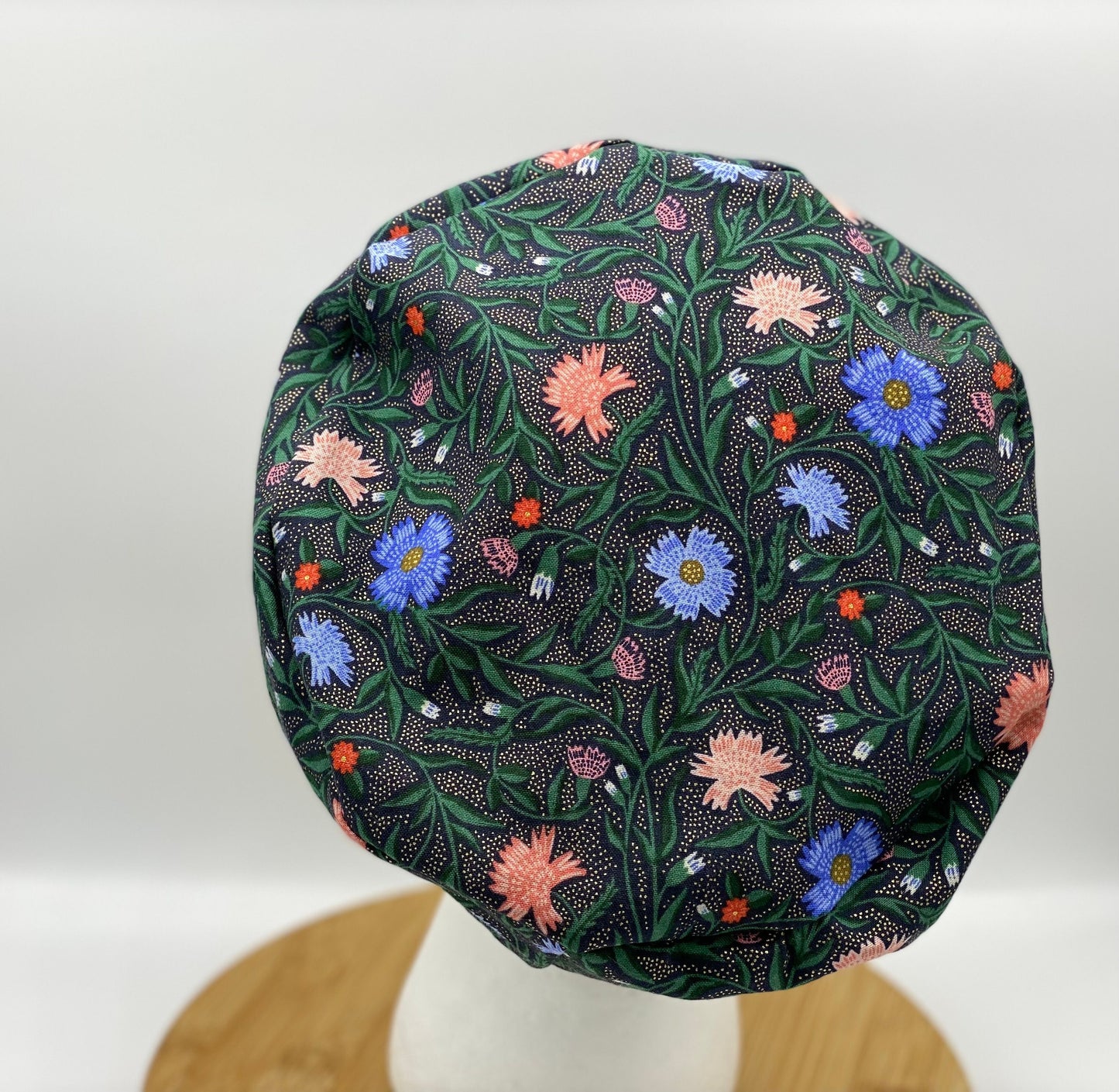 Rifle Paper co vintage garden aster fabric euro scrub hat