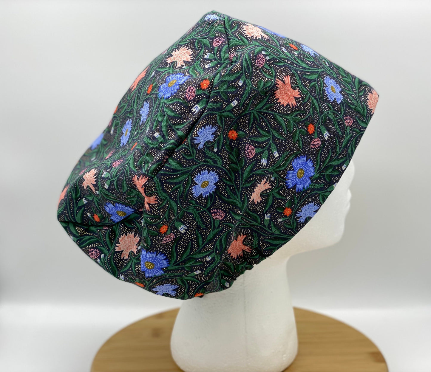 Rifle Paper co vintage garden aster fabric euro scrub hat