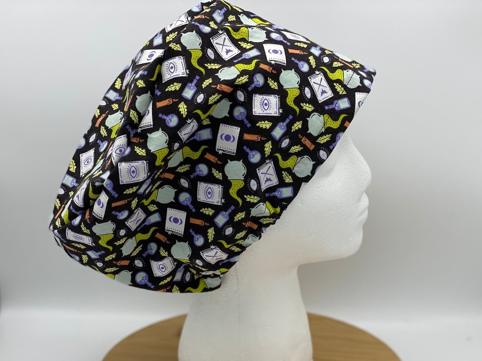 Witches brew Halloween euro style scrub hat, Bonnet Head Designs