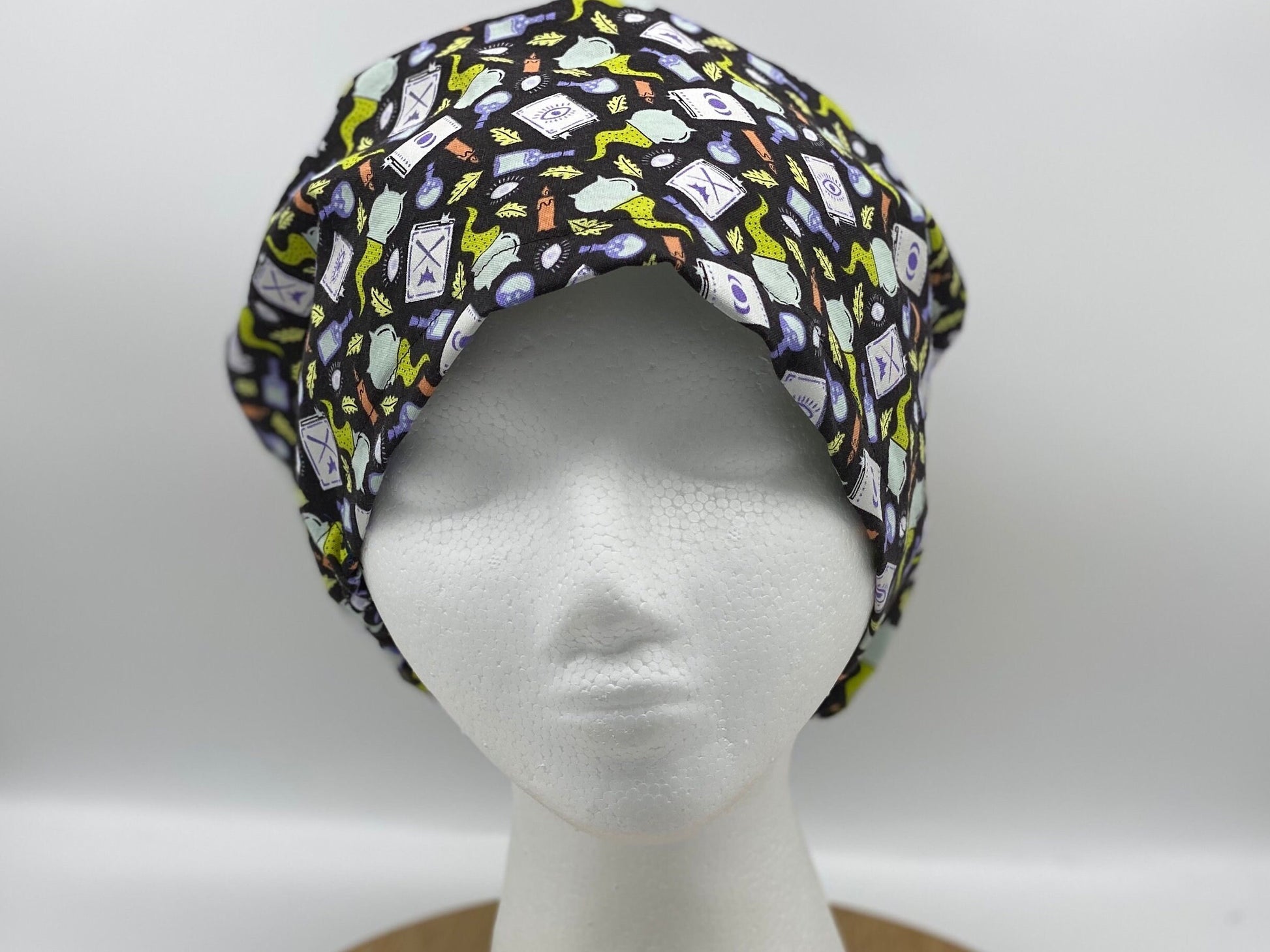 Witches brew Halloween euro style scrub hat, Bonnet Head Designs