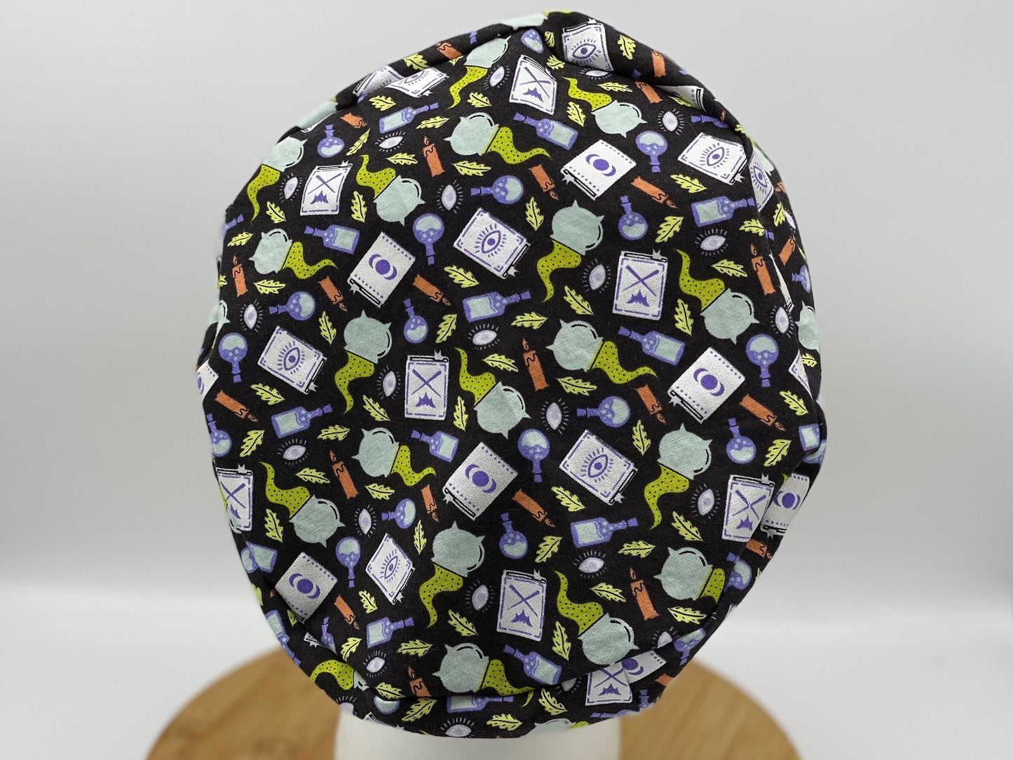 Witches brew Halloween euro style scrub hat, Bonnet Head Designs