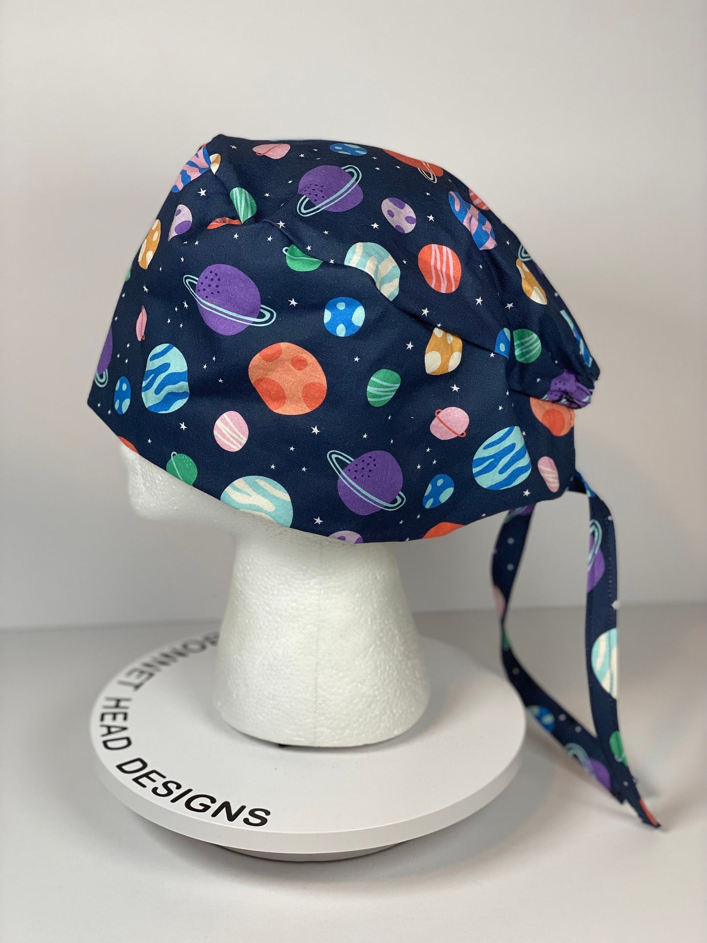 Mens scrub cap planets, outer space scrub cap unisex, unisex scrub cap space and planets, Bonnet Head Designs