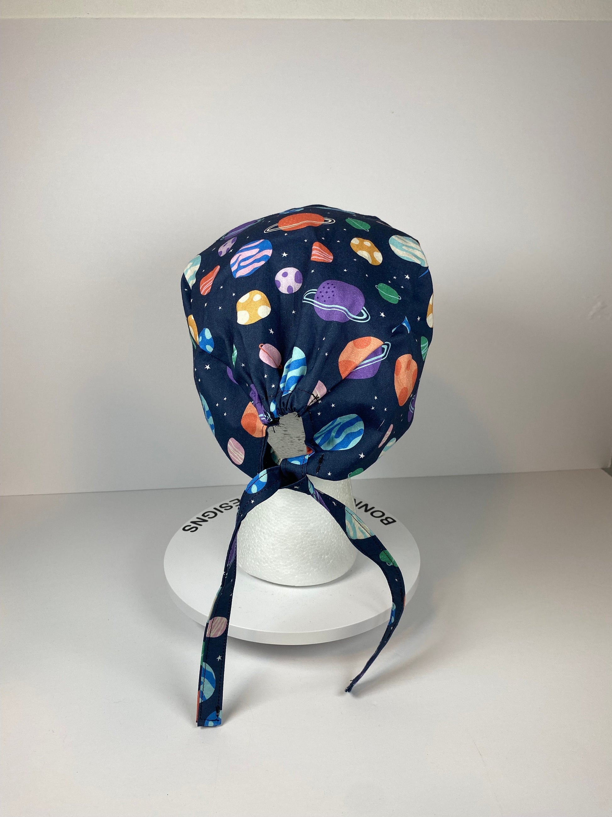 Mens scrub cap planets, outer space scrub cap unisex, unisex scrub cap space and planets, Bonnet Head Designs