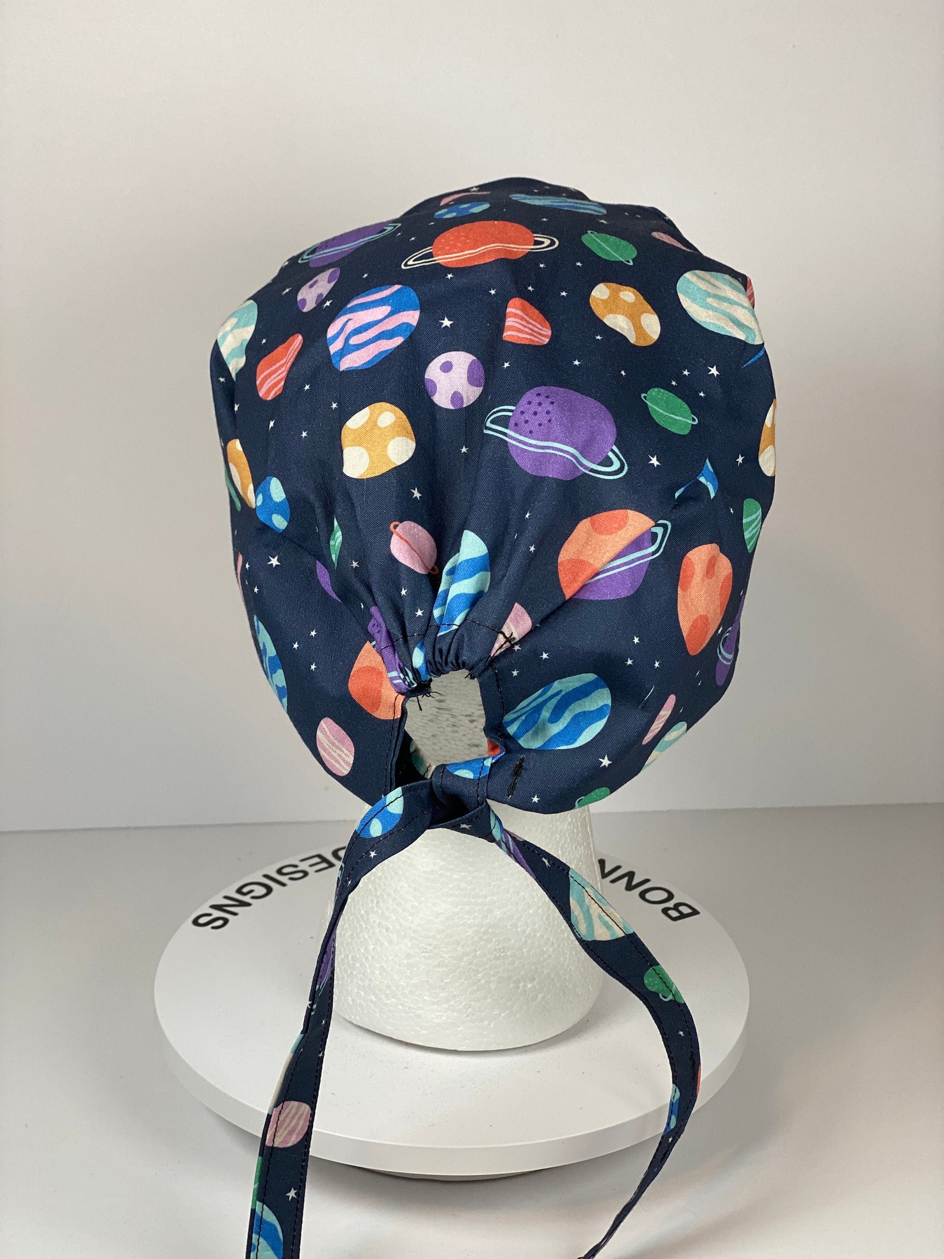 Mens scrub cap planets, outer space scrub cap unisex, unisex scrub cap space and planets, Bonnet Head Designs