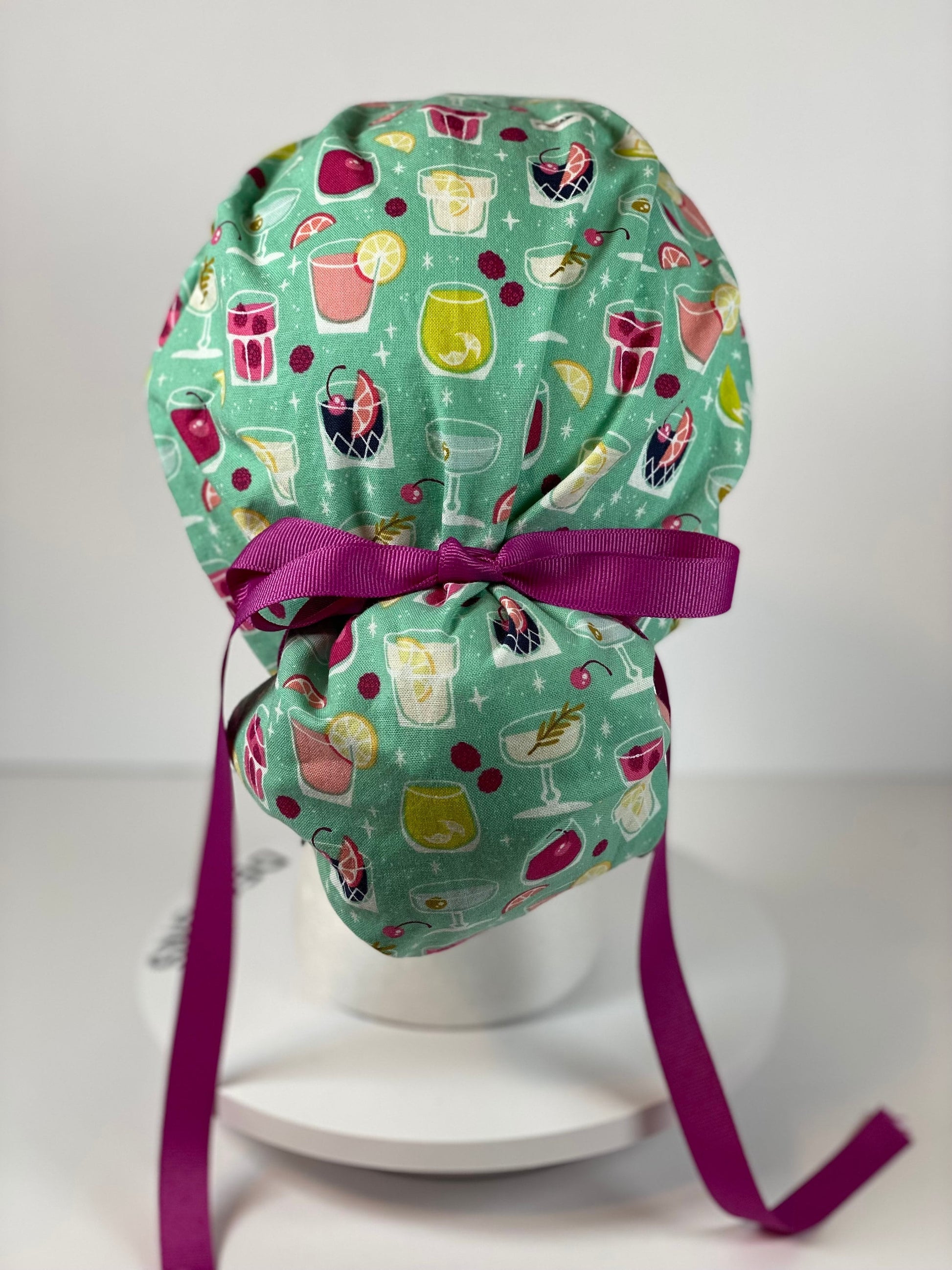 Mixed drinks scrub cap, scrub hat cocktails, happy hour scrub hat, Bonnet Head Designs