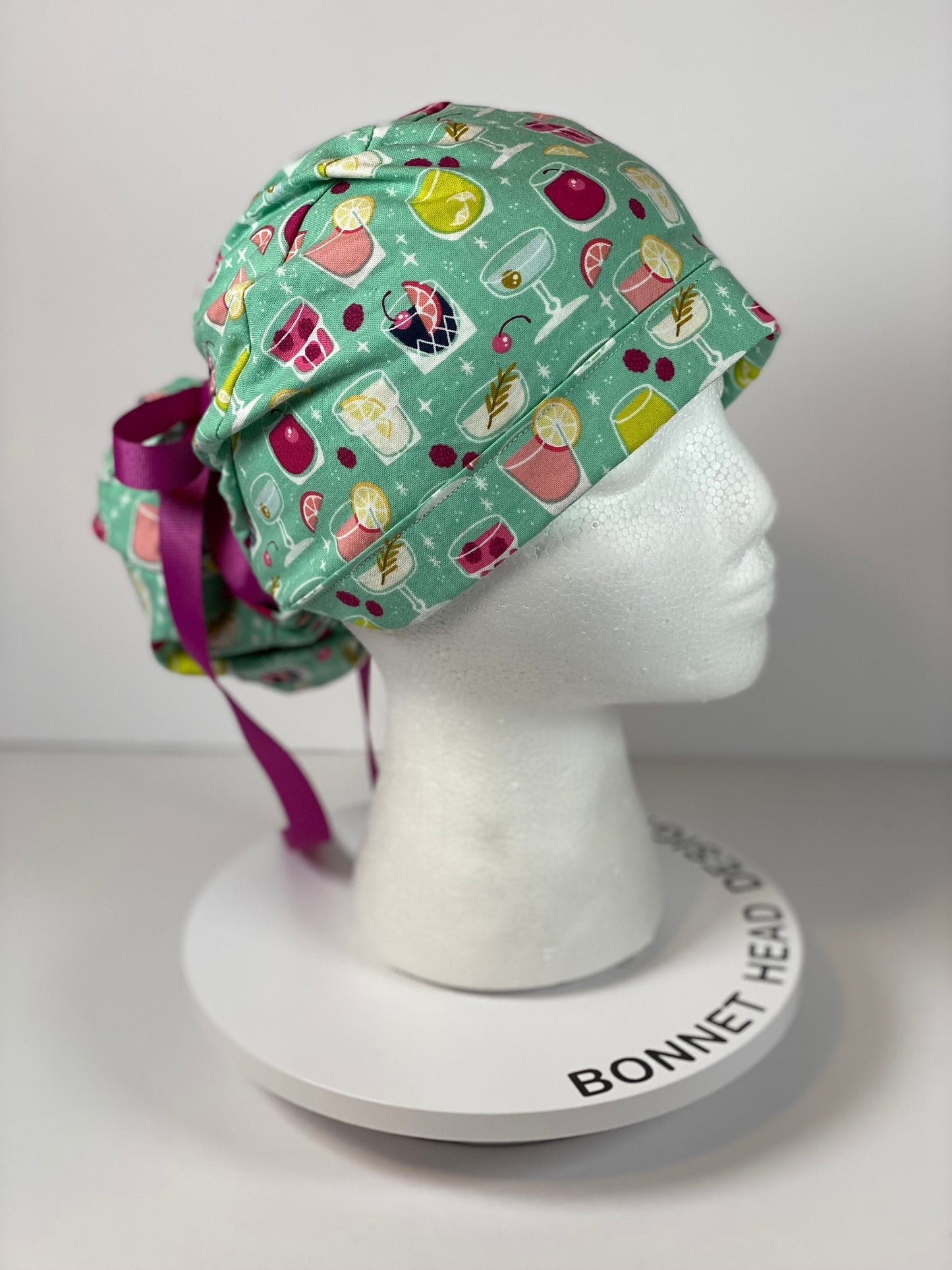 Mixed drinks scrub cap, scrub hat cocktails, happy hour scrub hat, Bonnet Head Designs