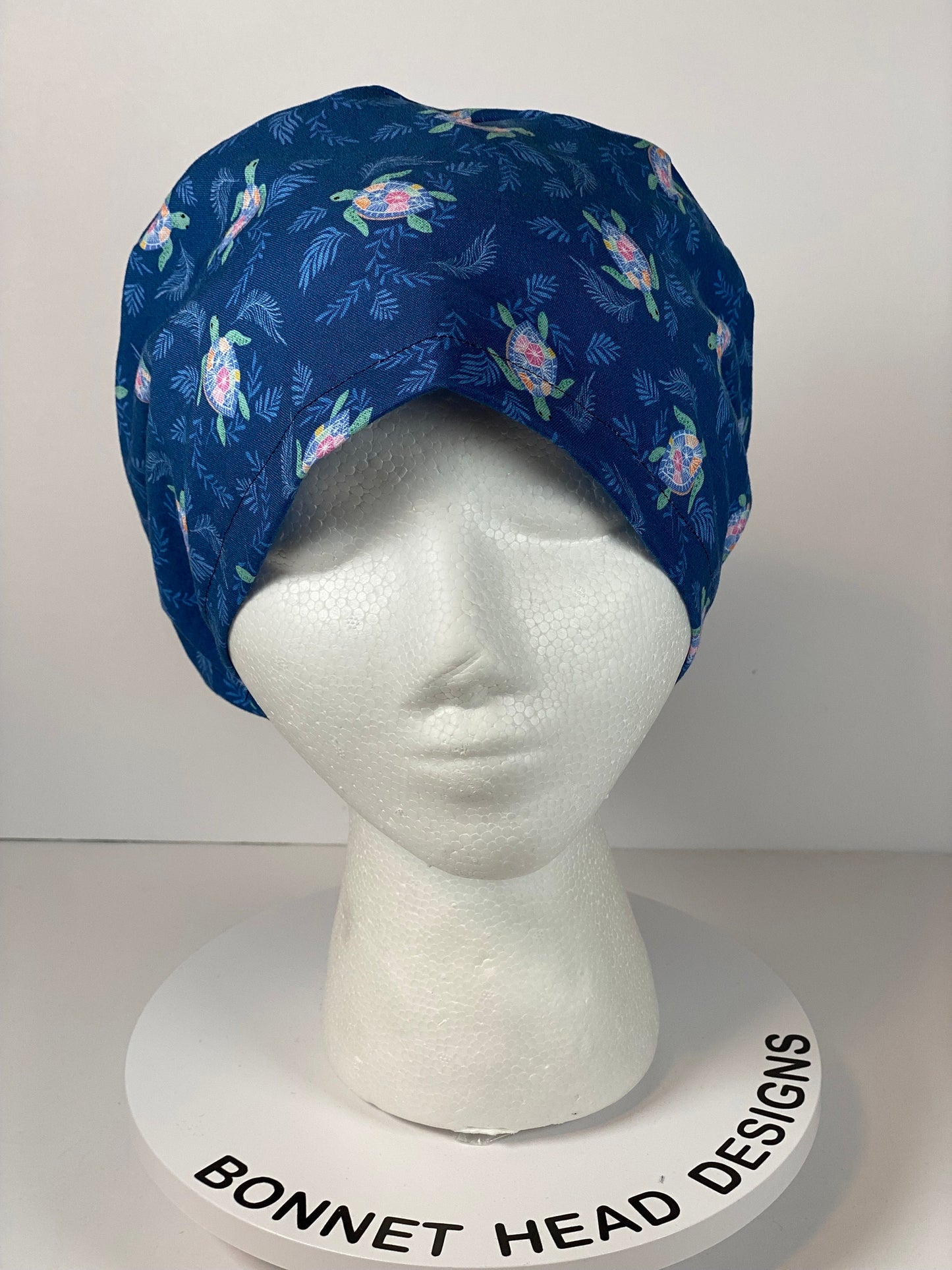 Sea turtle euro style scrub cap, women’s turtle scrub cap, Bonnet Head Designs