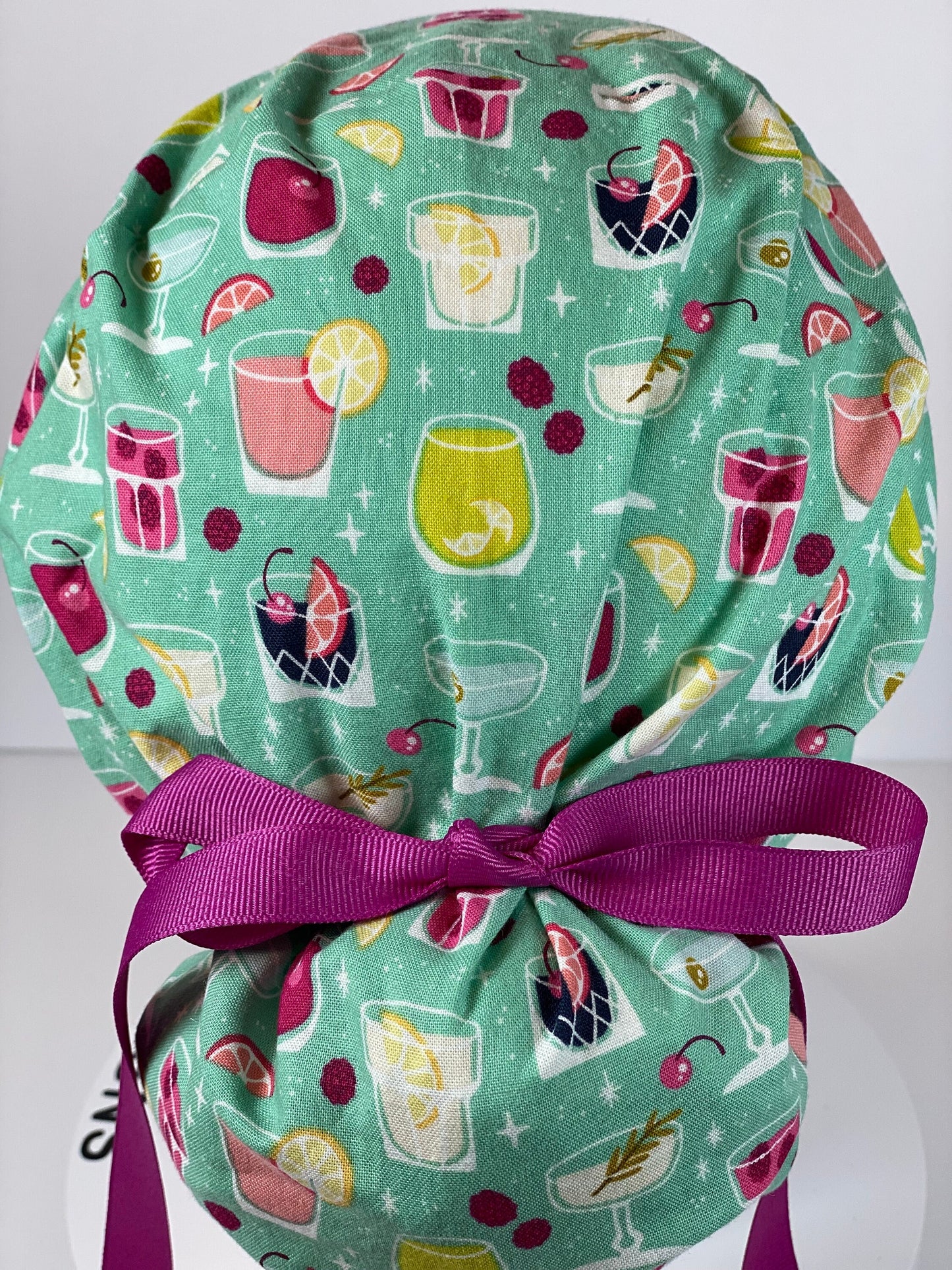 Mixed drinks scrub cap, scrub hat cocktails, happy hour scrub hat, Bonnet Head Designs