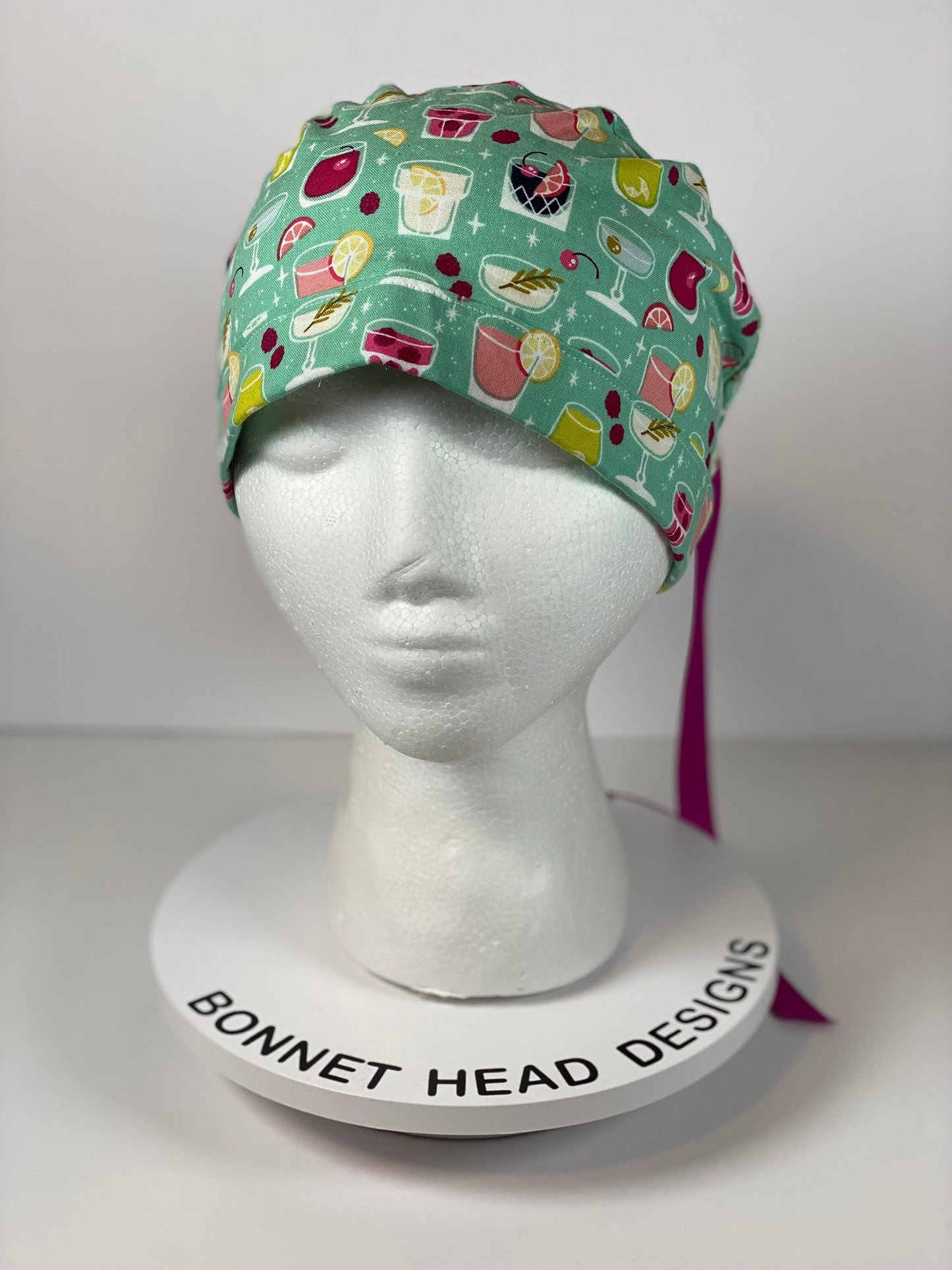 Mixed drinks scrub cap, scrub hat cocktails, happy hour scrub hat, Bonnet Head Designs