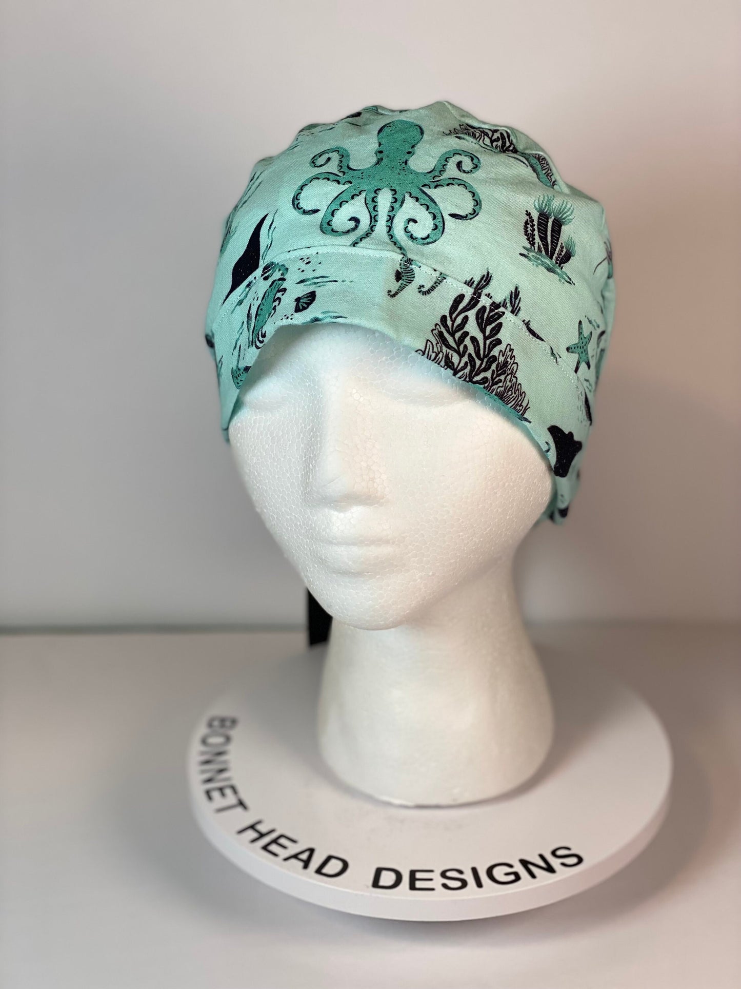 Sea creatures women’s scrub cap, sting ray scrub cap, octopus scrub hat, Bonnet Head Designs