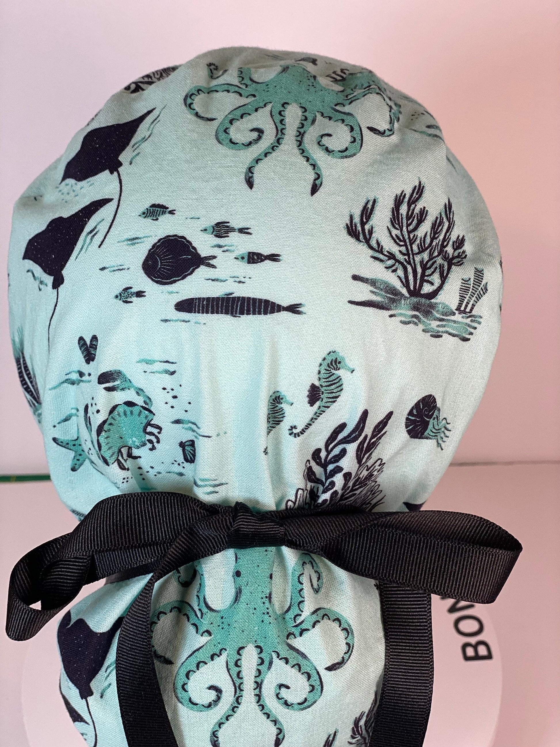 Sea creatures women’s scrub cap, sting ray scrub cap, octopus scrub hat, Bonnet Head Designs