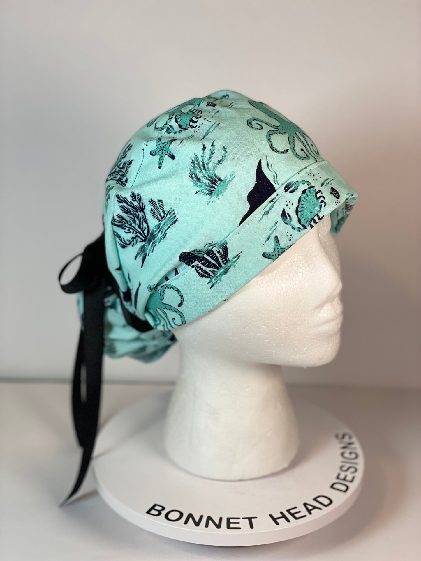 Sea creatures women’s scrub cap, sting ray scrub cap, octopus scrub hat, Bonnet Head Designs