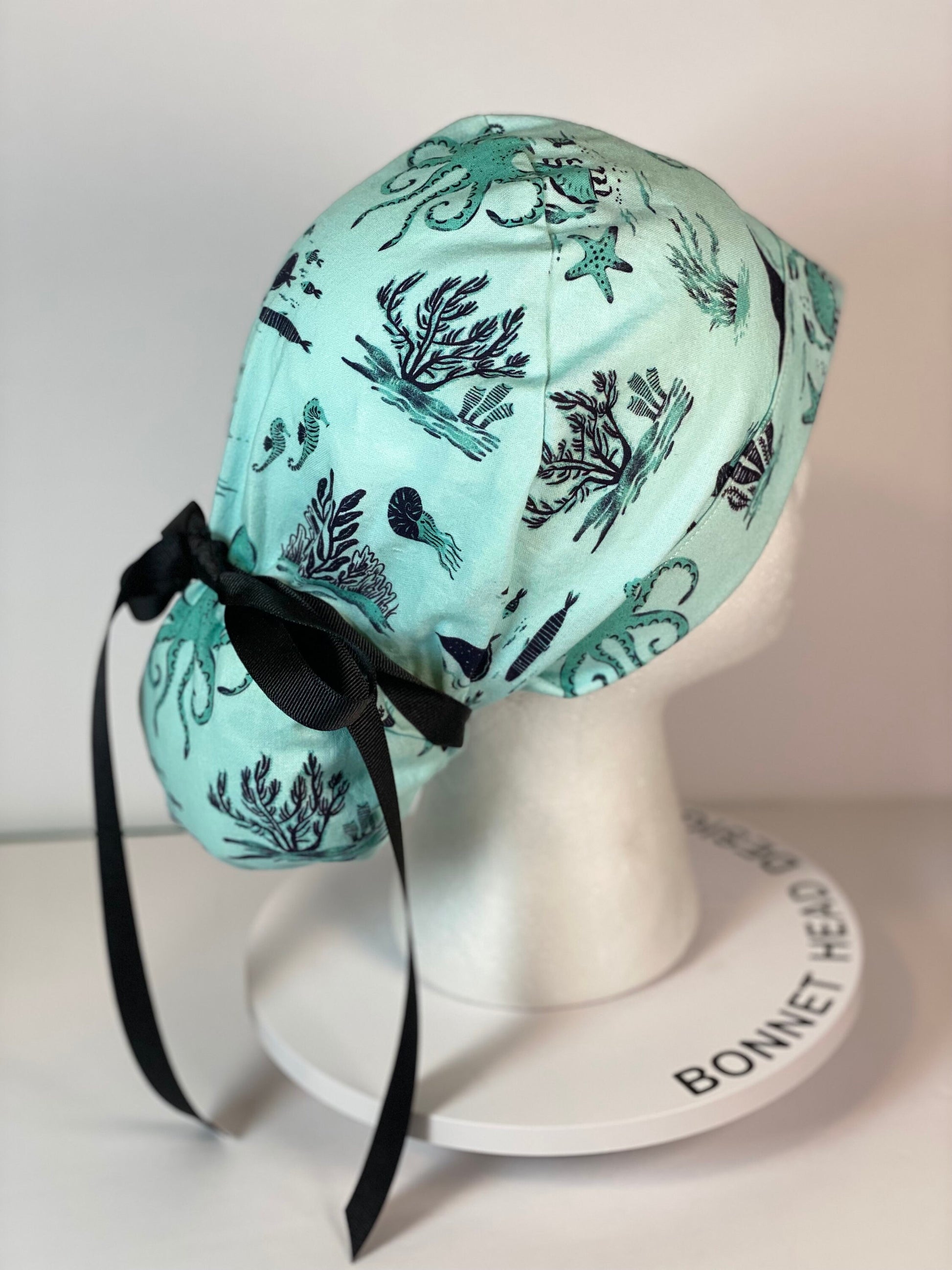 Sea creatures women’s scrub cap, sting ray scrub cap, octopus scrub hat, Bonnet Head Designs