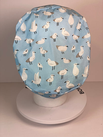 Summer sea bird print womens euro scrub cap, summer euro scrub hat, Bonnet Head Designs