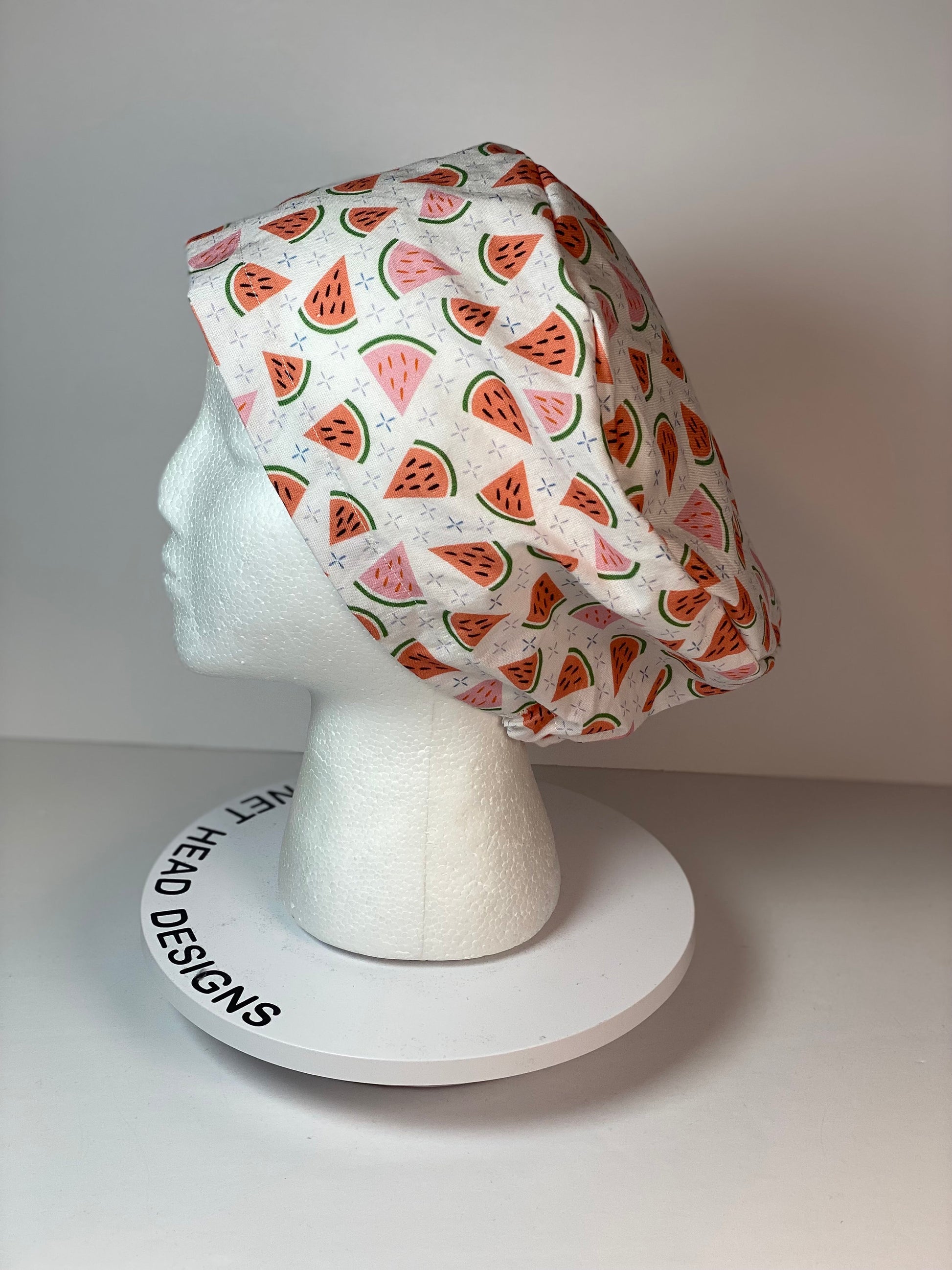 Summer watermelon euro style scrub hat with toggle