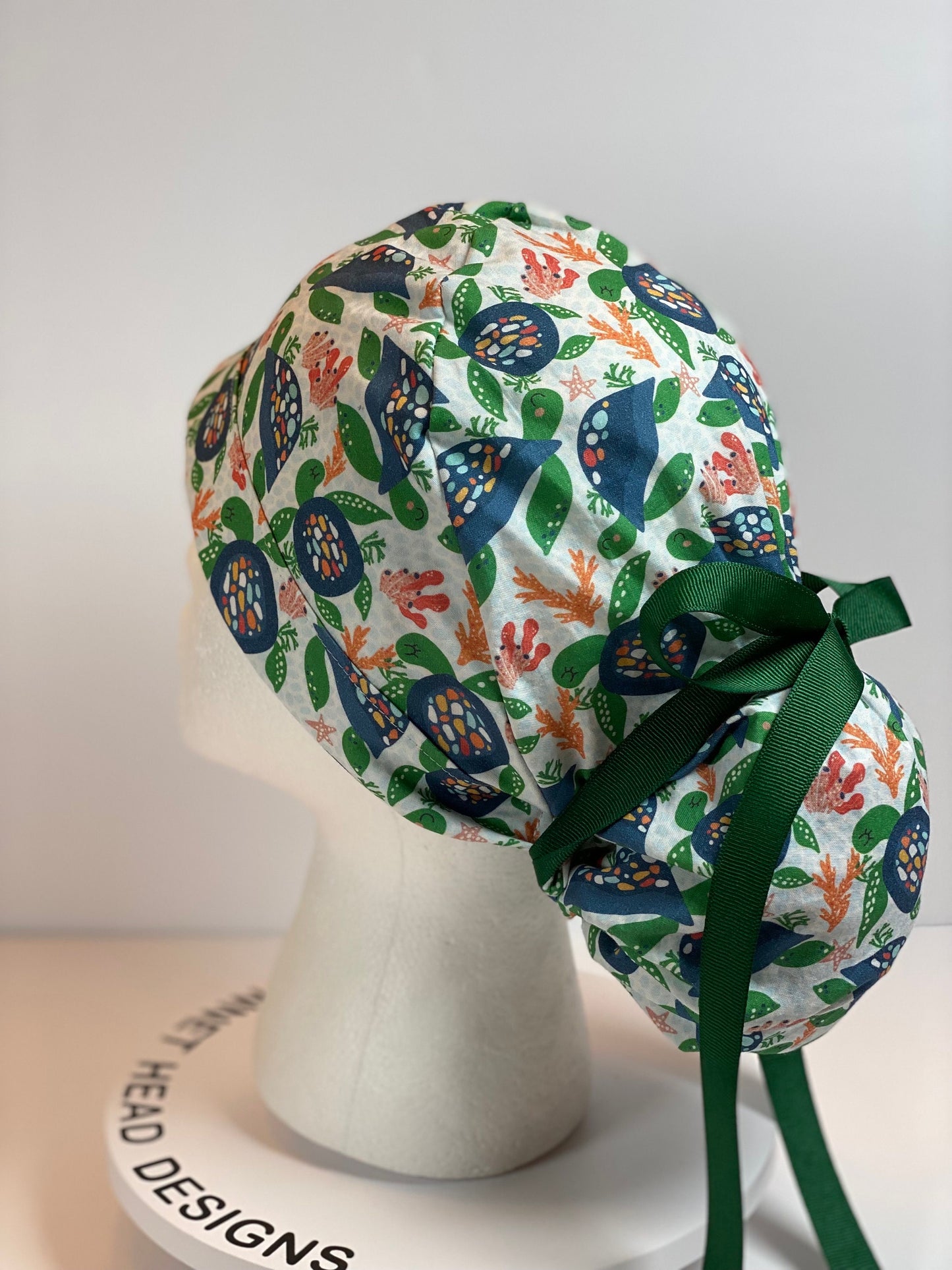 Sea turtle women’s scrub cap, sea turtles scrub cap, women’s scrub cap sea turtles, Bonnet Head Designs