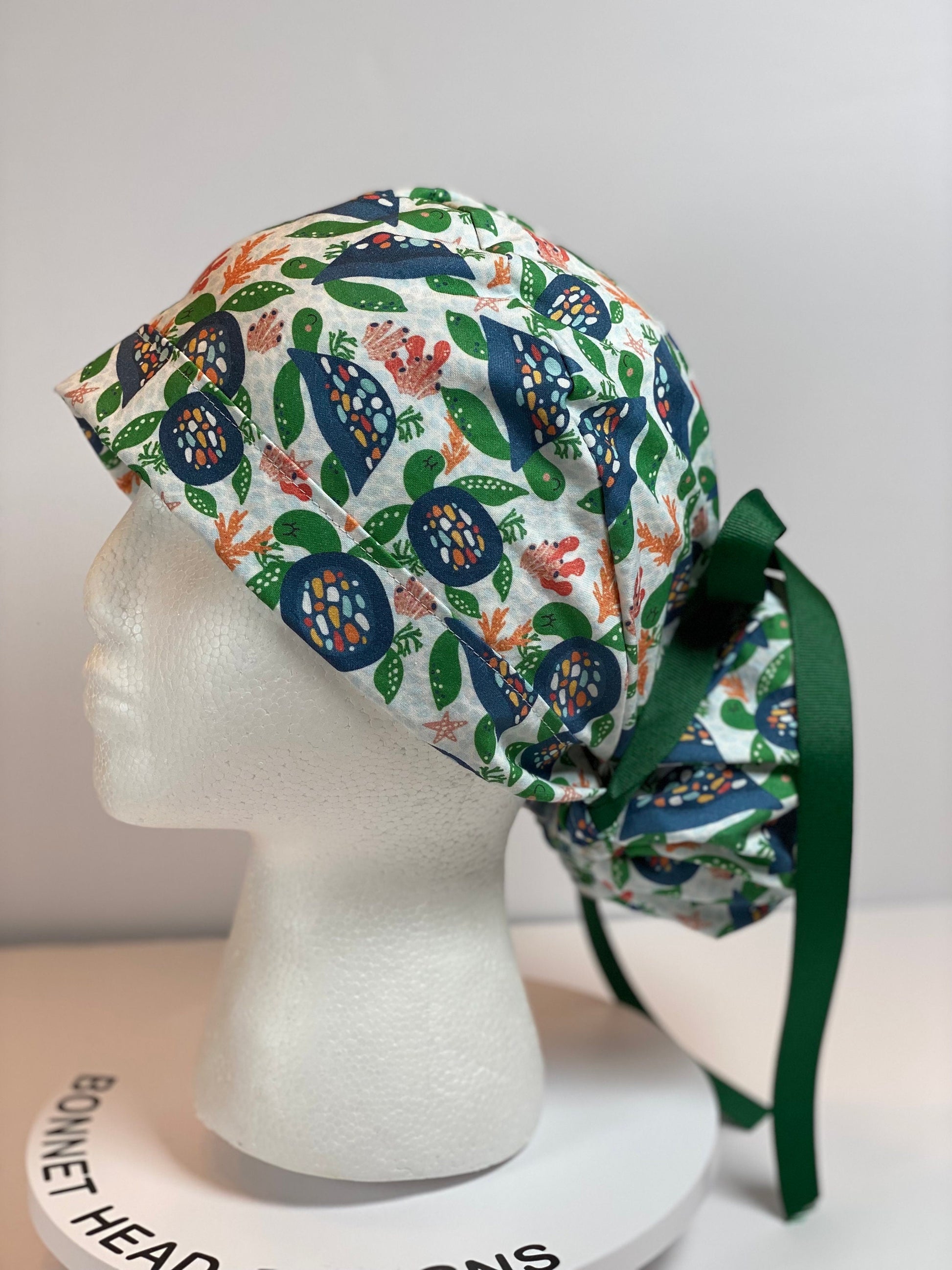 Sea turtle women’s scrub cap, sea turtles scrub cap, women’s scrub cap sea turtles, Bonnet Head Designs