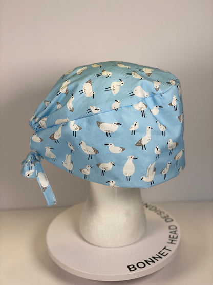 Men’s summer birds scrub cap, unisex sea birds surgeon scrub hat