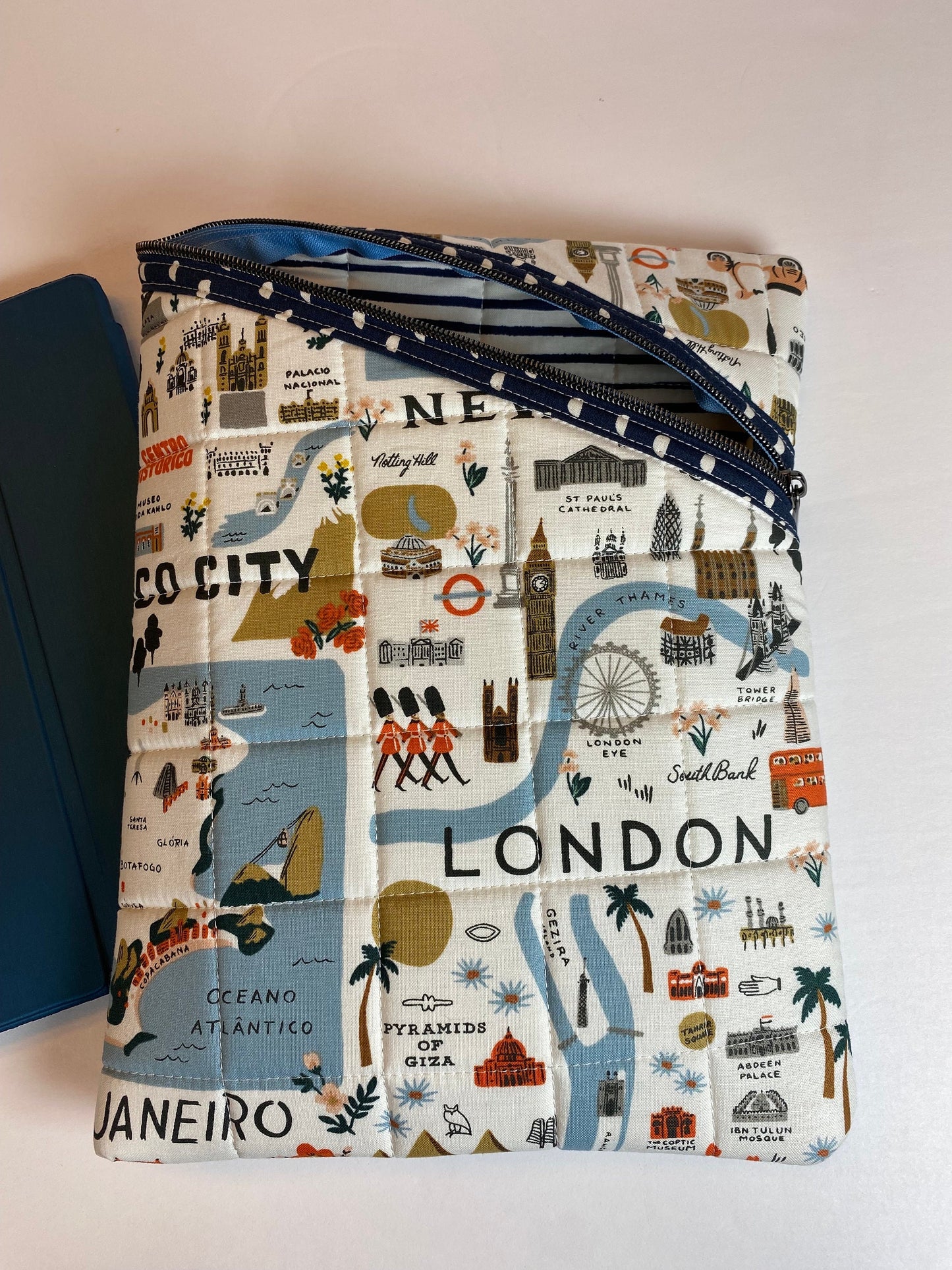 Rifle Paper Co Bon voyage fabric soft tablet case with zipper