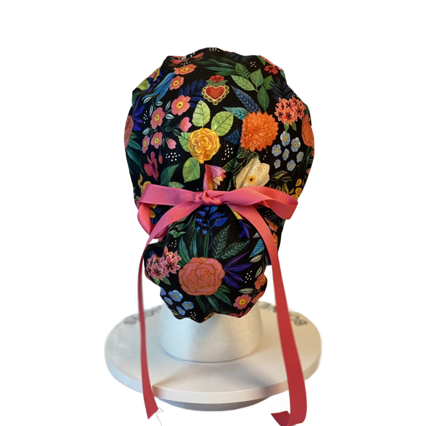 Women’s tropical summer floral scrub hat with satin lining option