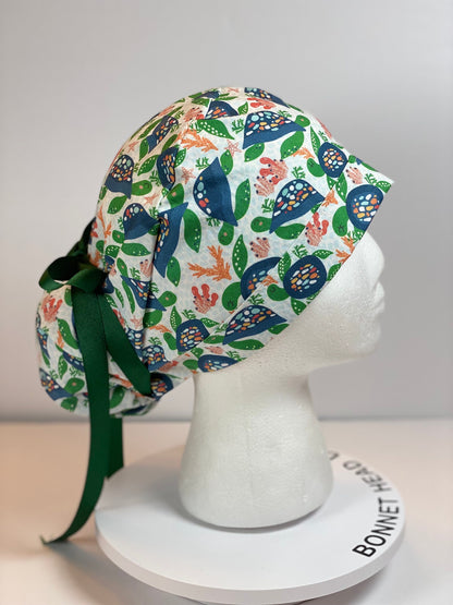 Sea turtle women’s scrub cap, sea turtles scrub cap, women’s scrub cap sea turtles, Bonnet Head Designs