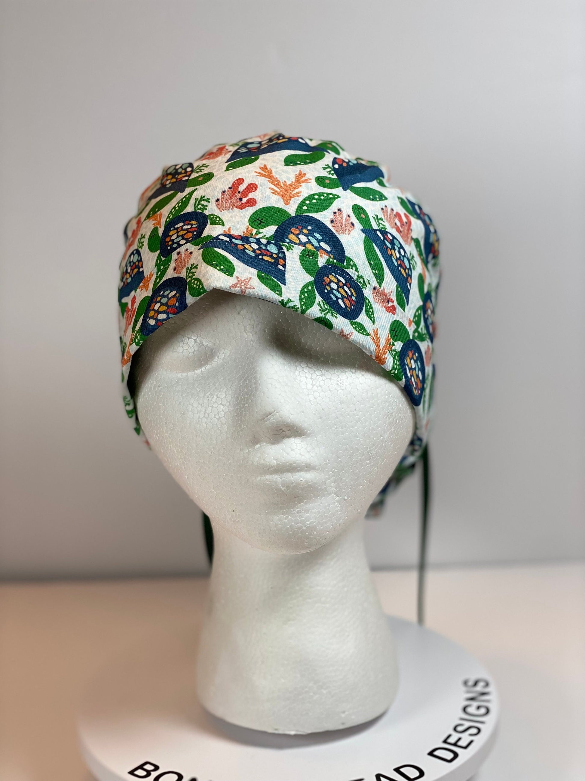 Sea turtle women’s scrub cap, sea turtles scrub cap, women’s scrub cap sea turtles, Bonnet Head Designs