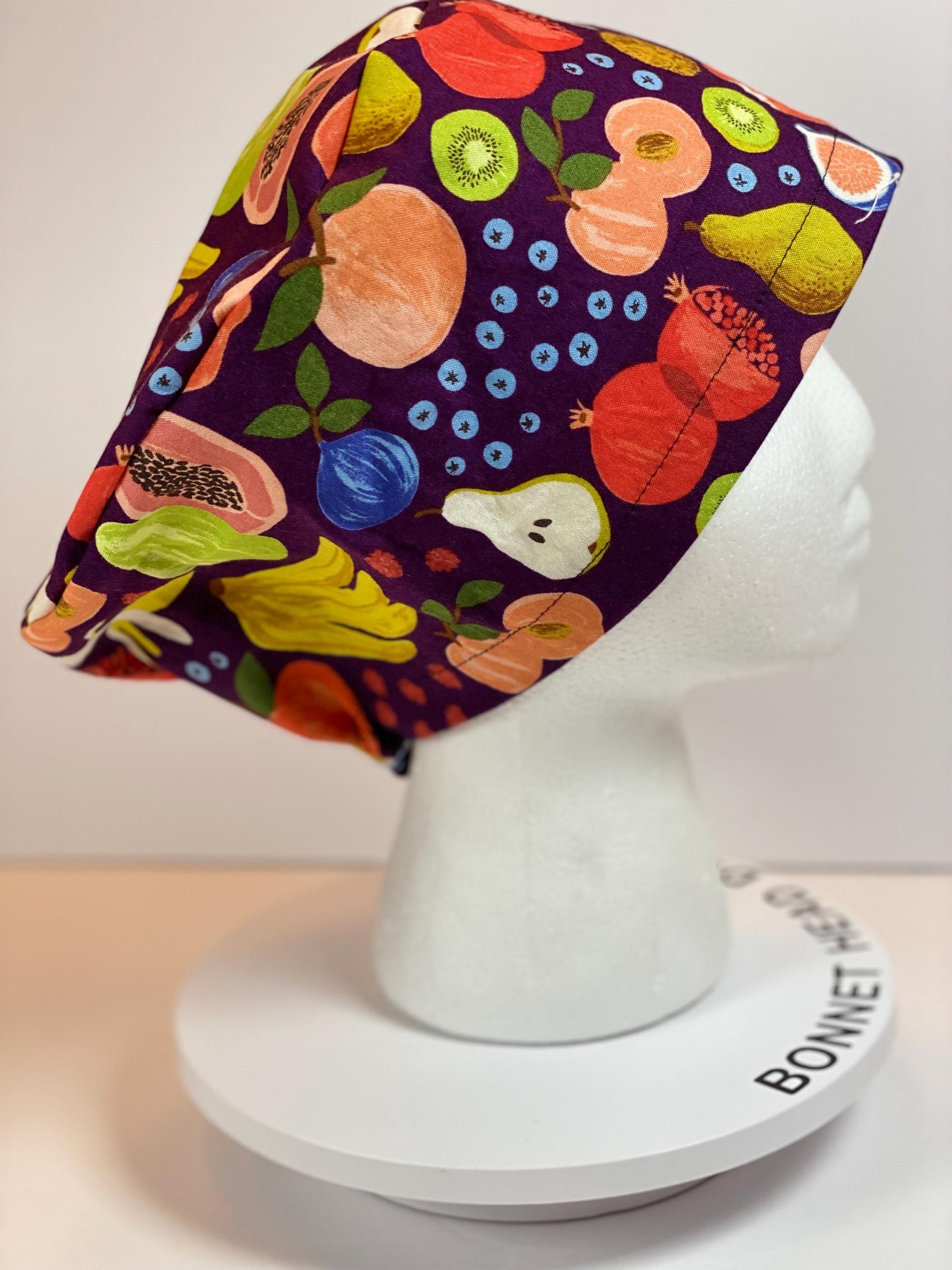 Women’s Rifle Paper Co Orchard fruit print euro scrub cap, fruit print scrub hat with toggle, Bonnet Head Designs