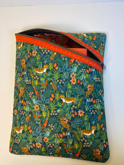 Rifle Paper Co green menagerie jungle fabric soft tablet case with zipper