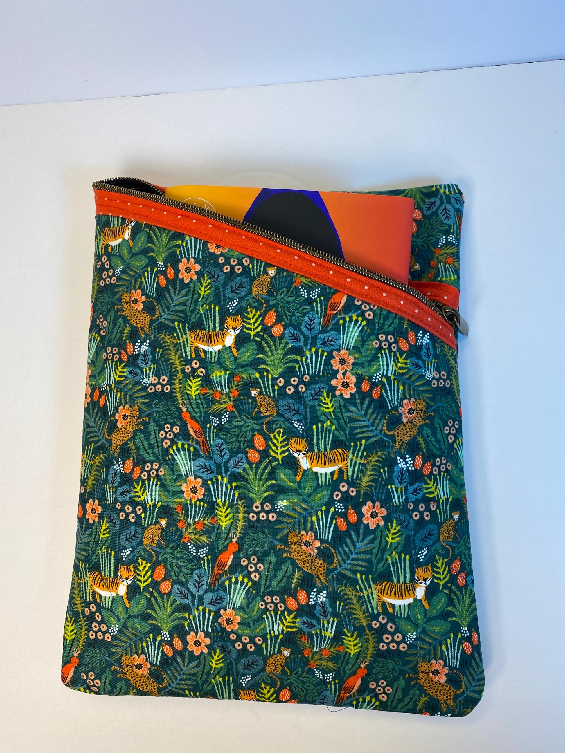Rifle Paper Co green menagerie jungle fabric soft tablet case with zipper