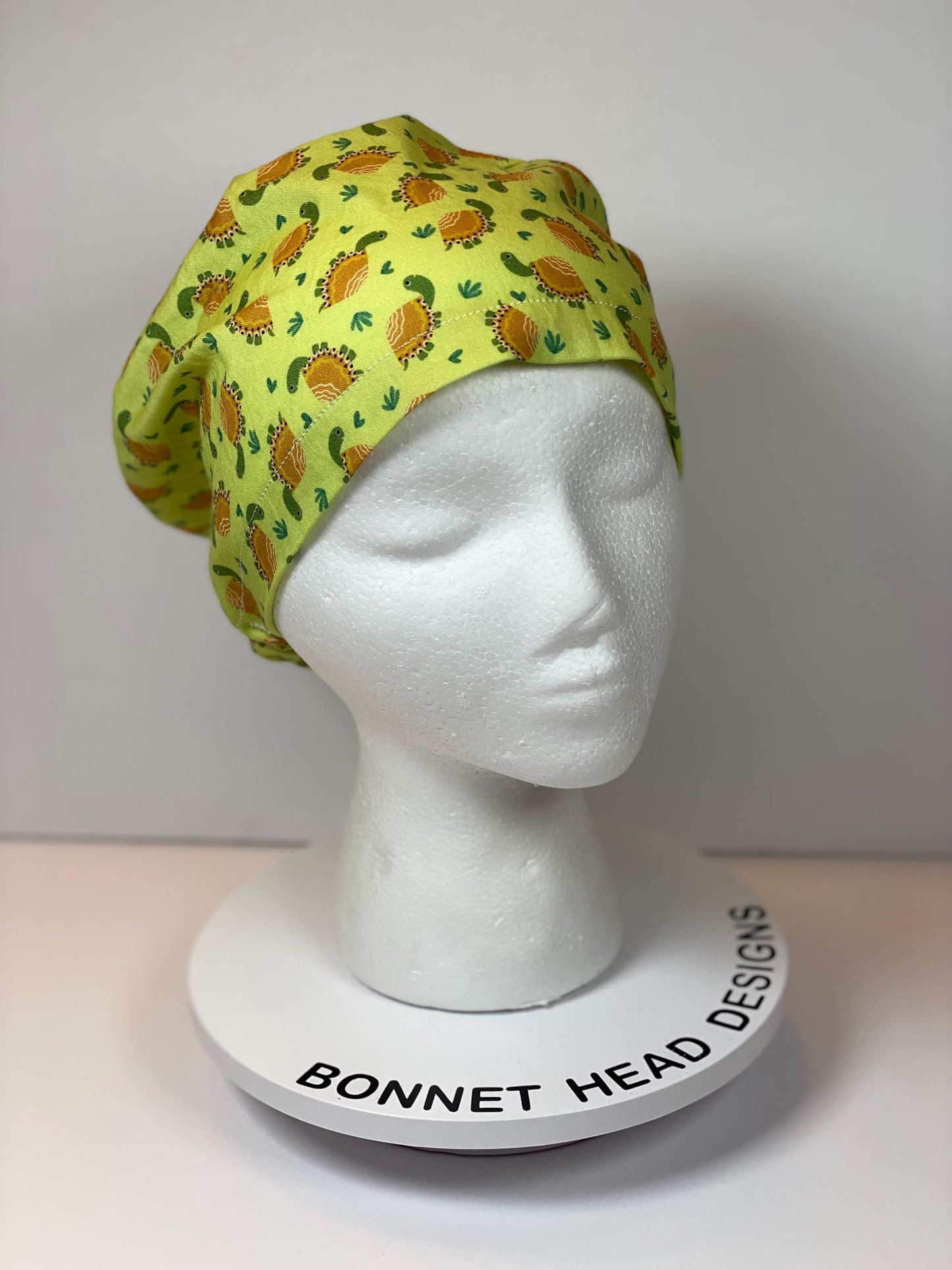 Green tortoise women’s euro scrub cap, green turtles euro style scrub hat with toggle