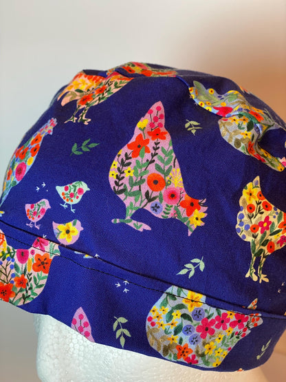 Chicken print womens scrub cap, Bonnet Head Designs