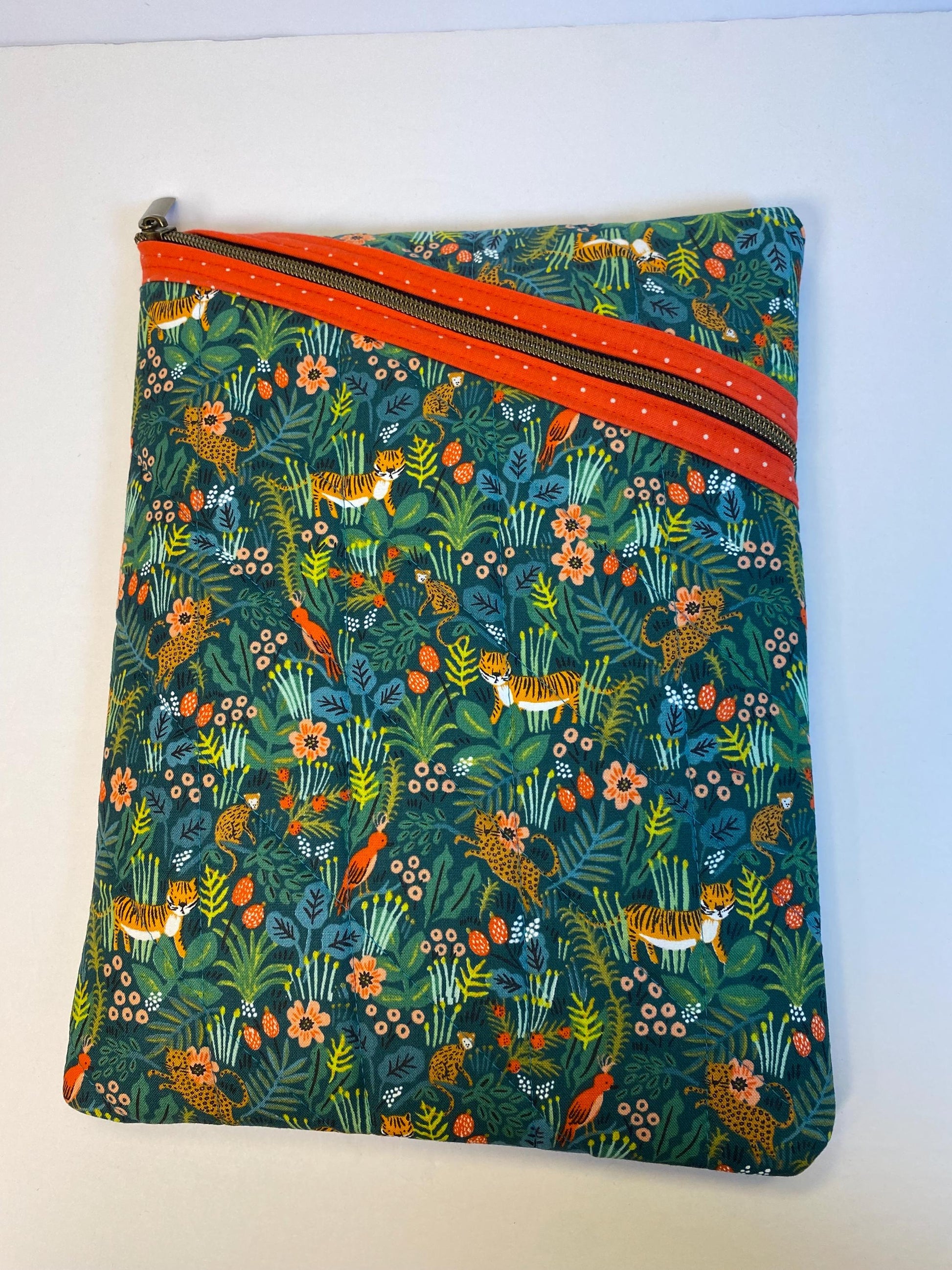 Rifle Paper Co green menagerie jungle fabric soft tablet case with zipper