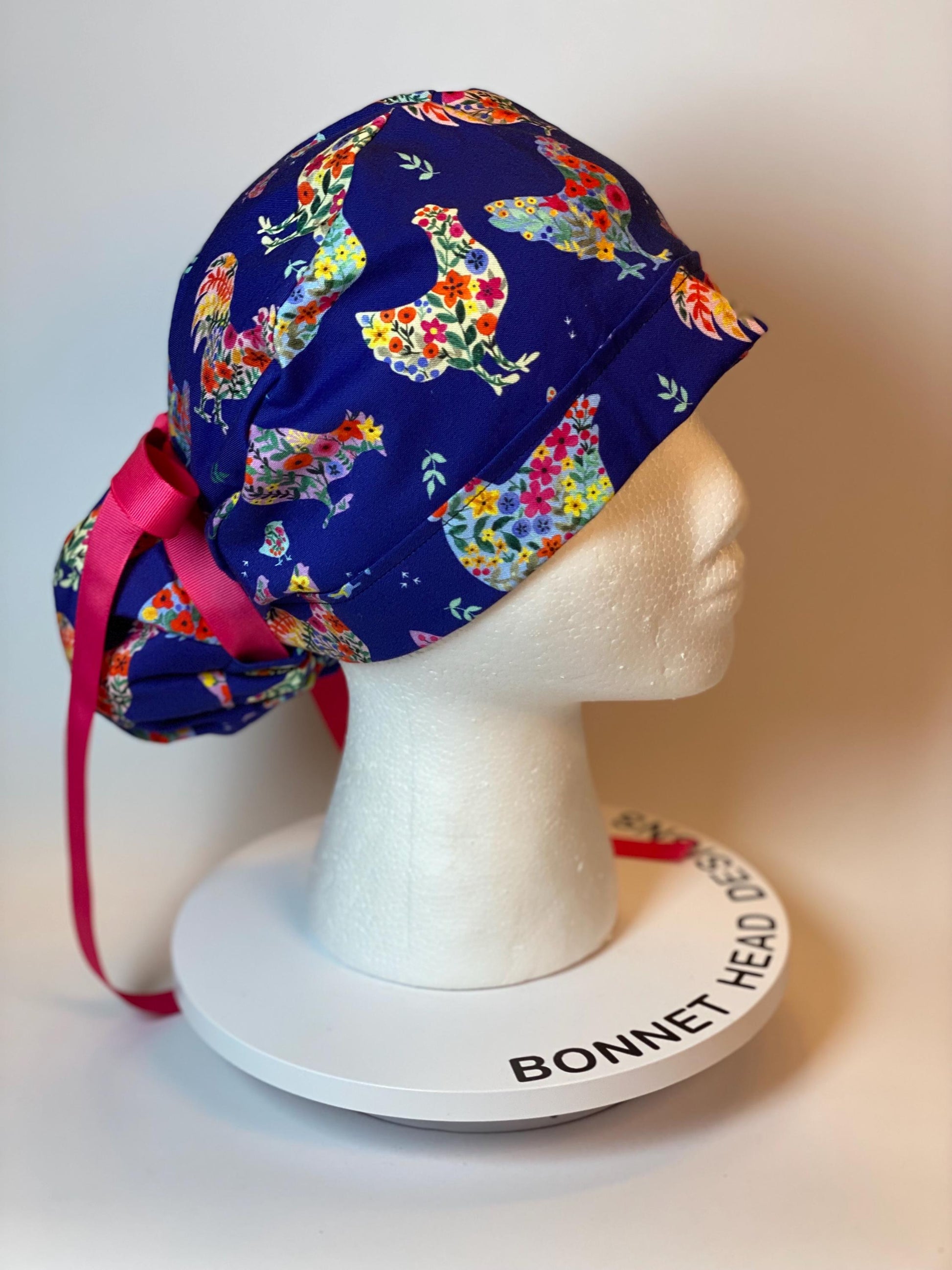 Chicken print womens scrub cap, Bonnet Head Designs