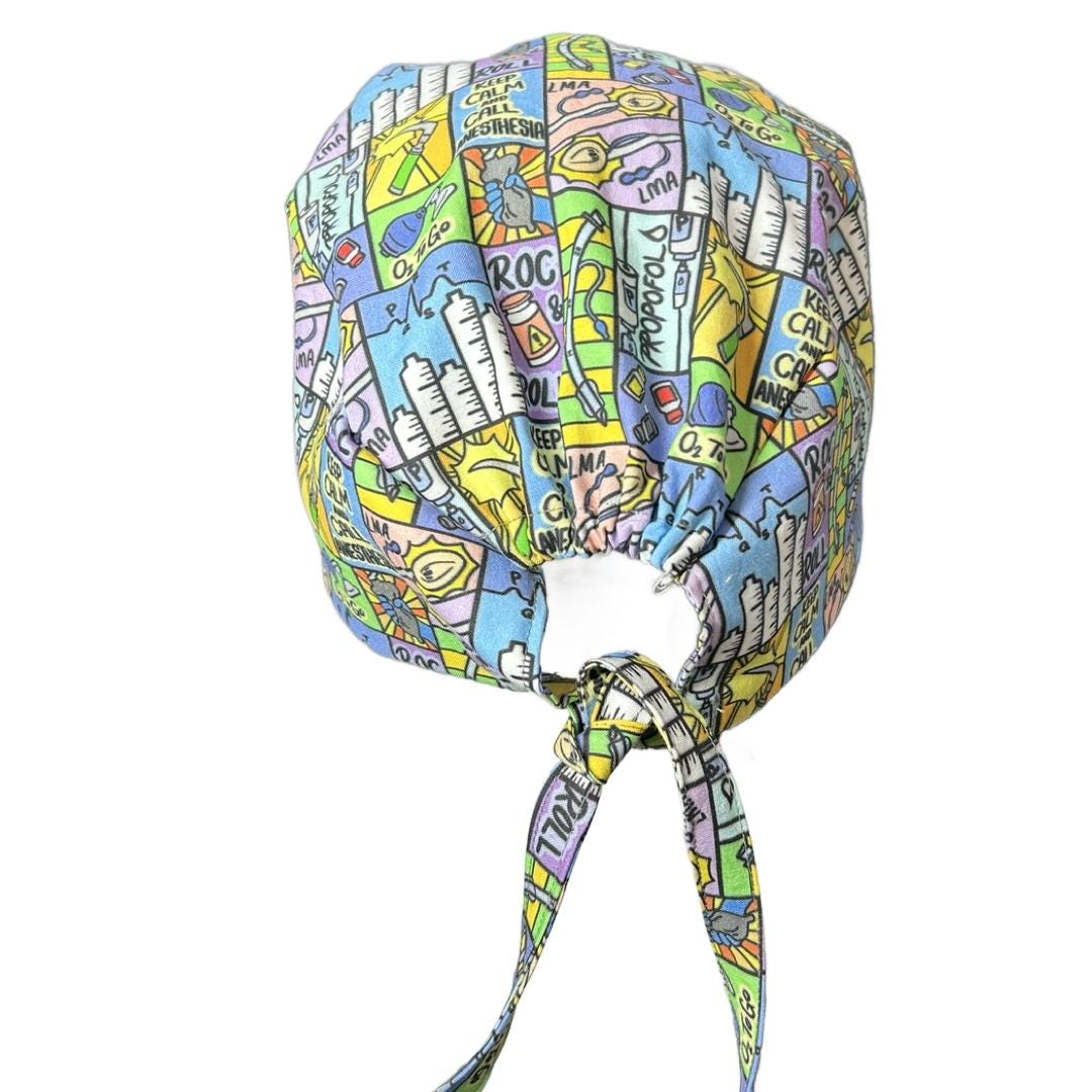Keep calm and call anesthesia scrub hat, men’s scrub hat in anesthesia fabric, gift for doctor or CRNA