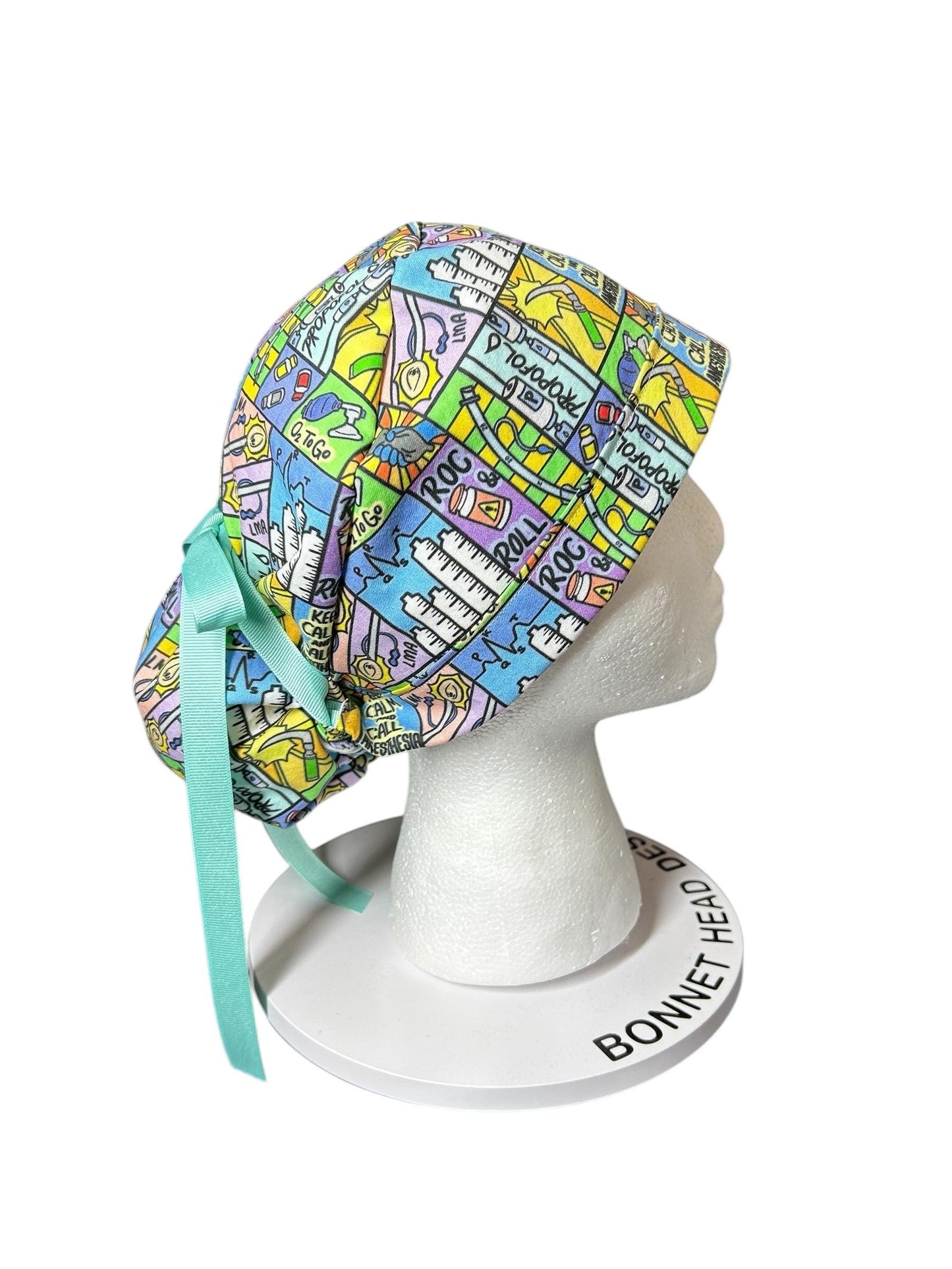Keep calm and call anesthesia women’s ponytail scrub hat, ponytail scrub hat in anesthesia fabric, gift for doctor or CRNA