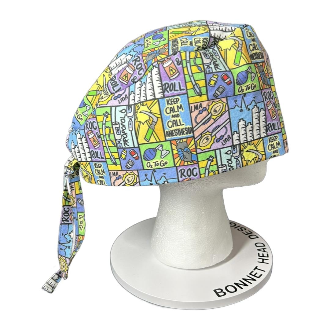 Keep calm and call anesthesia scrub hat, men’s scrub hat in anesthesia fabric, gift for doctor or CRNA
