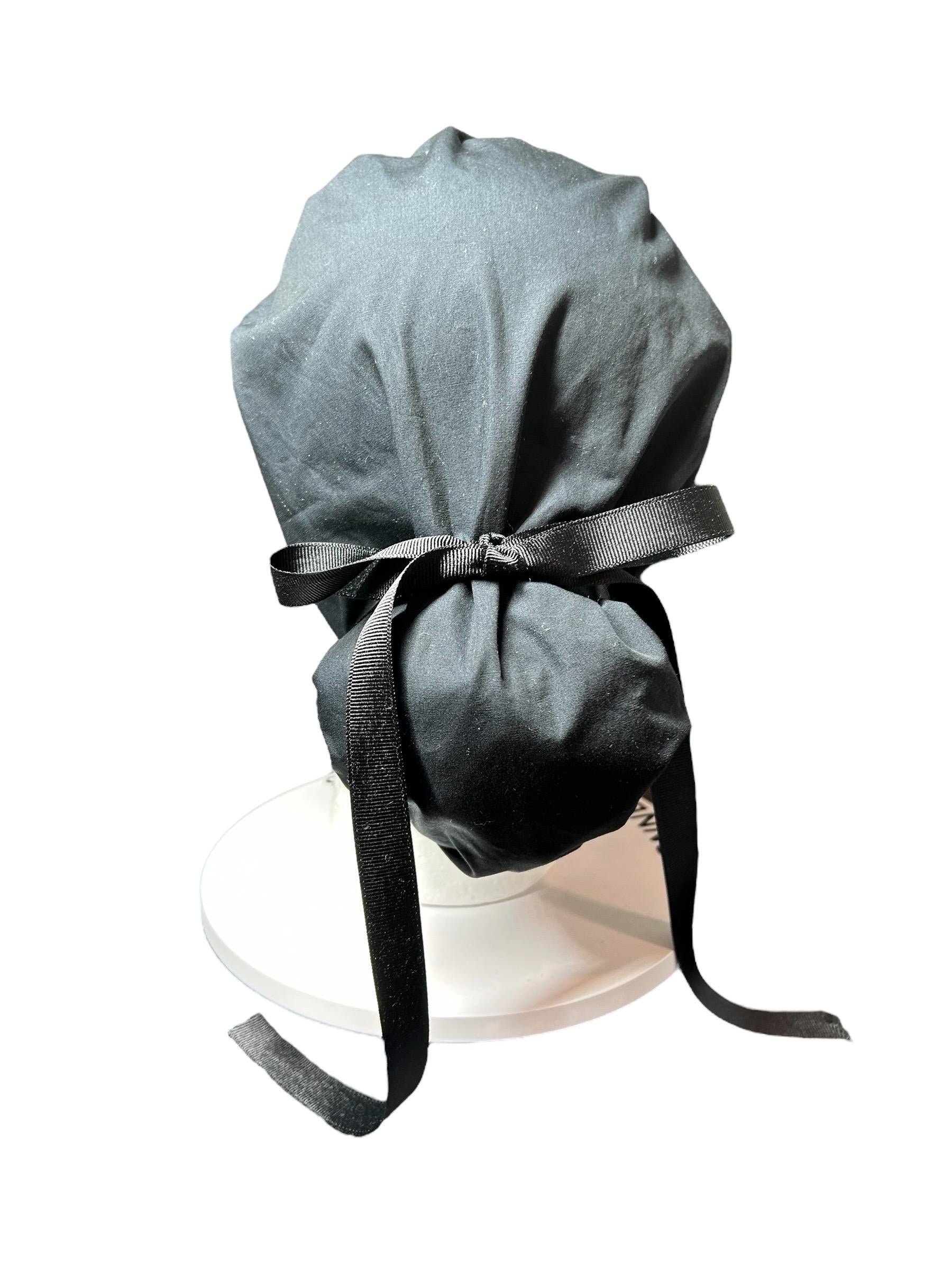 Solid black ponytail scrub hat, women’s black ponytail scrub cap