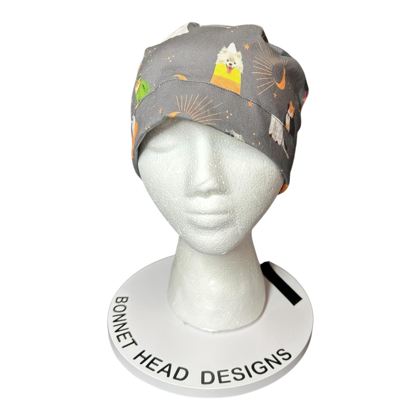 Halloween Dog & Cat Scrub Cap: Women's Ponytail Hat