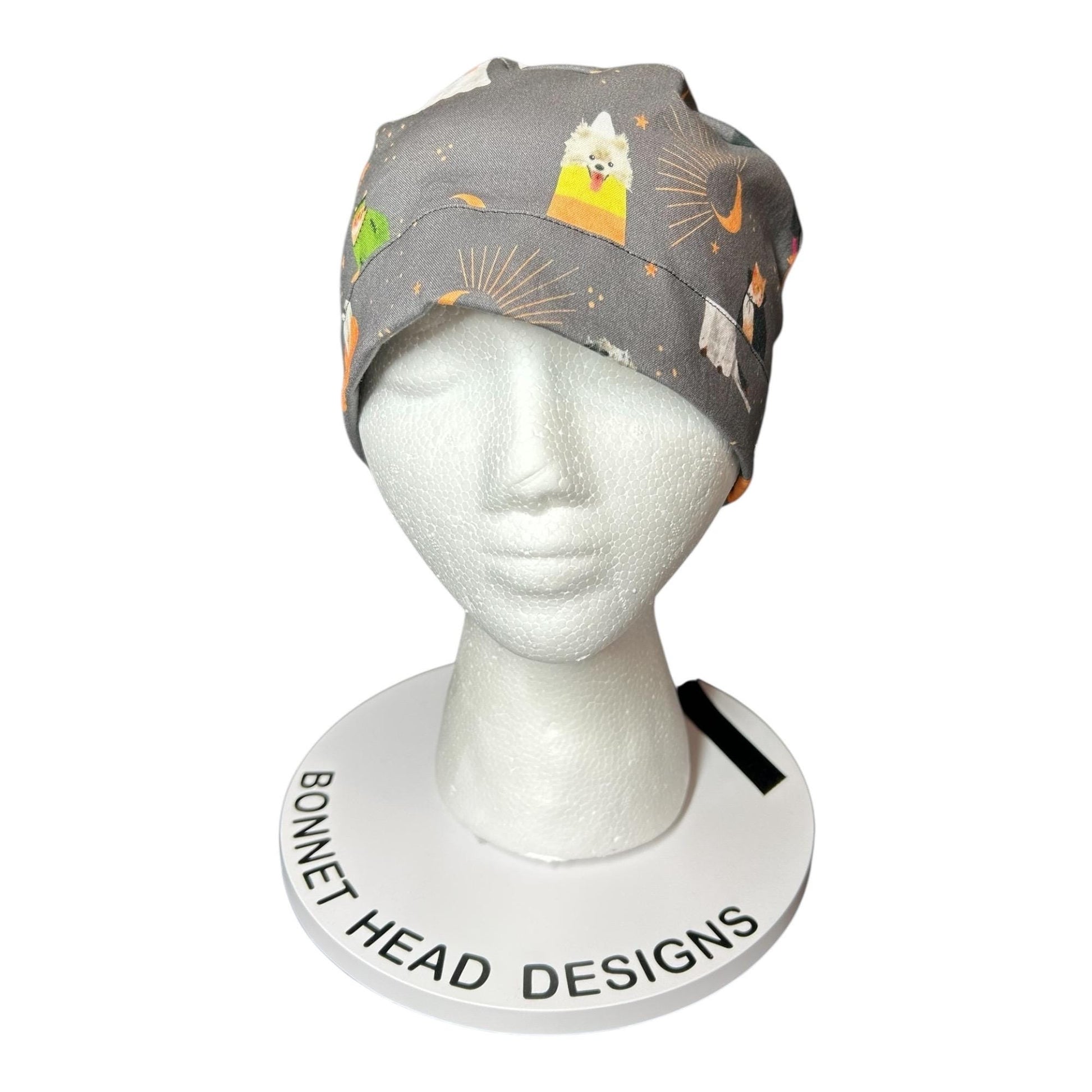 Halloween Dog & Cat Scrub Cap: Women's Ponytail Hat