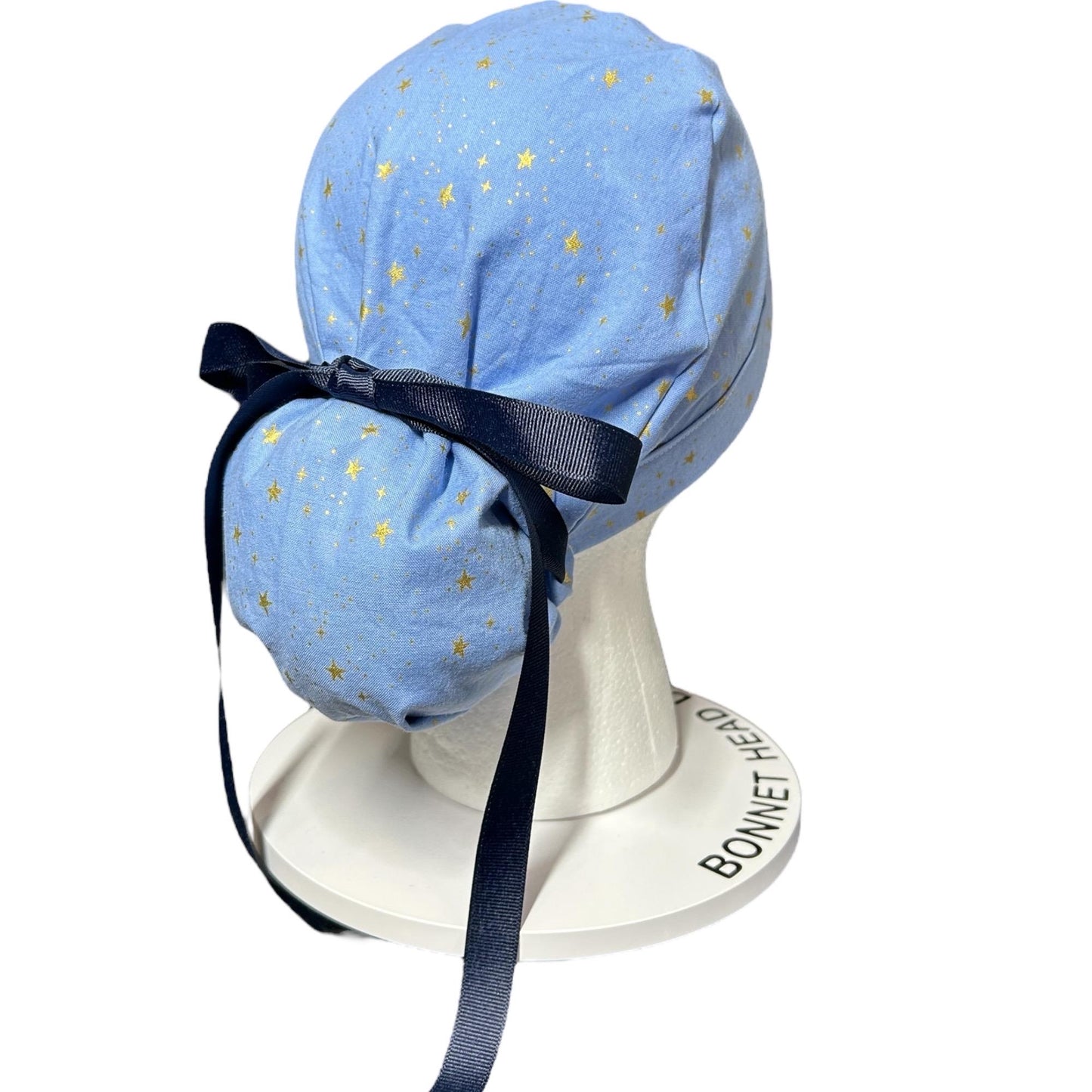 Rifle Paper Co Women's Scrub cap, Primavera Blue Stars with ribbon ties