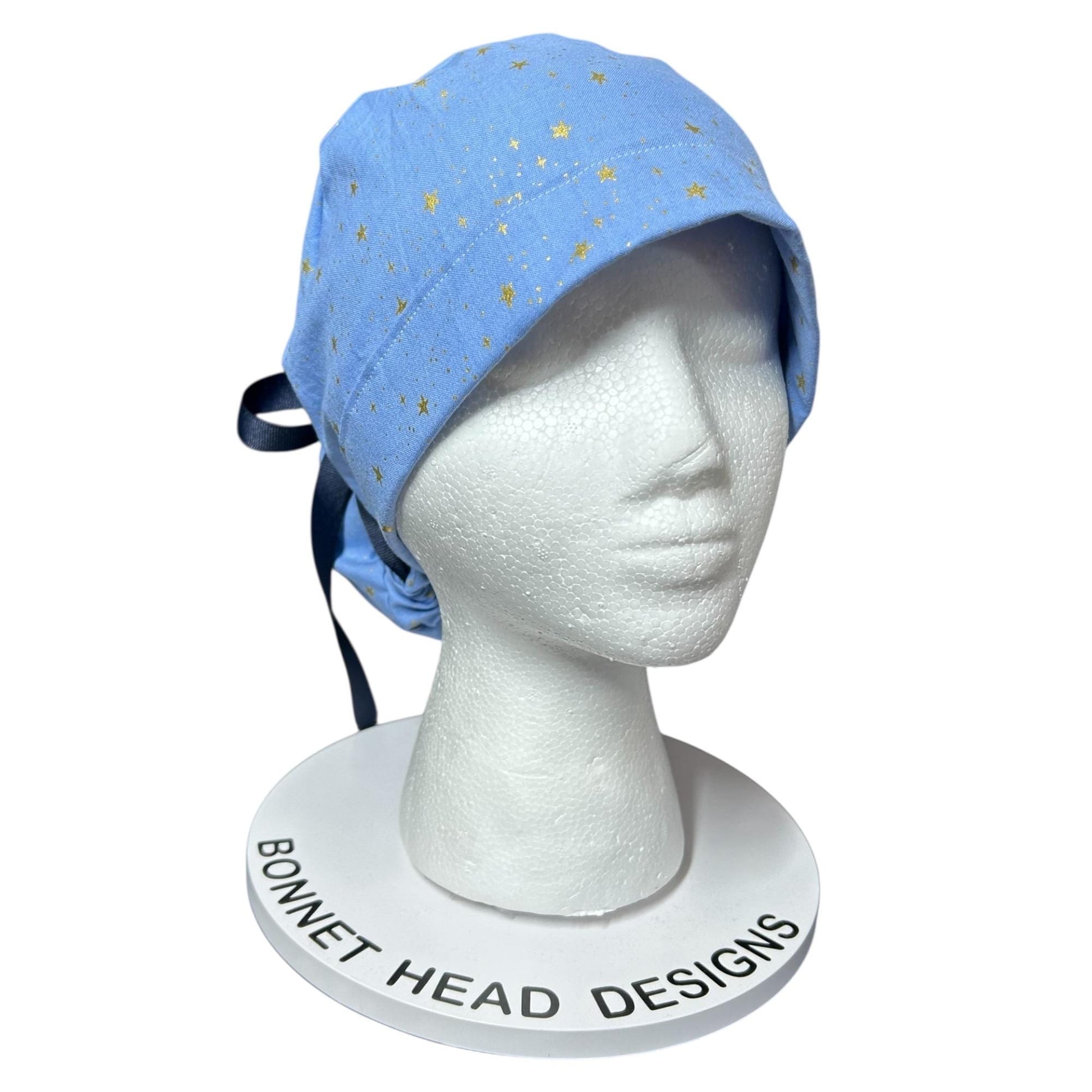 Rifle Paper Co Women's Scrub cap, Primavera Blue Stars with ribbon ties