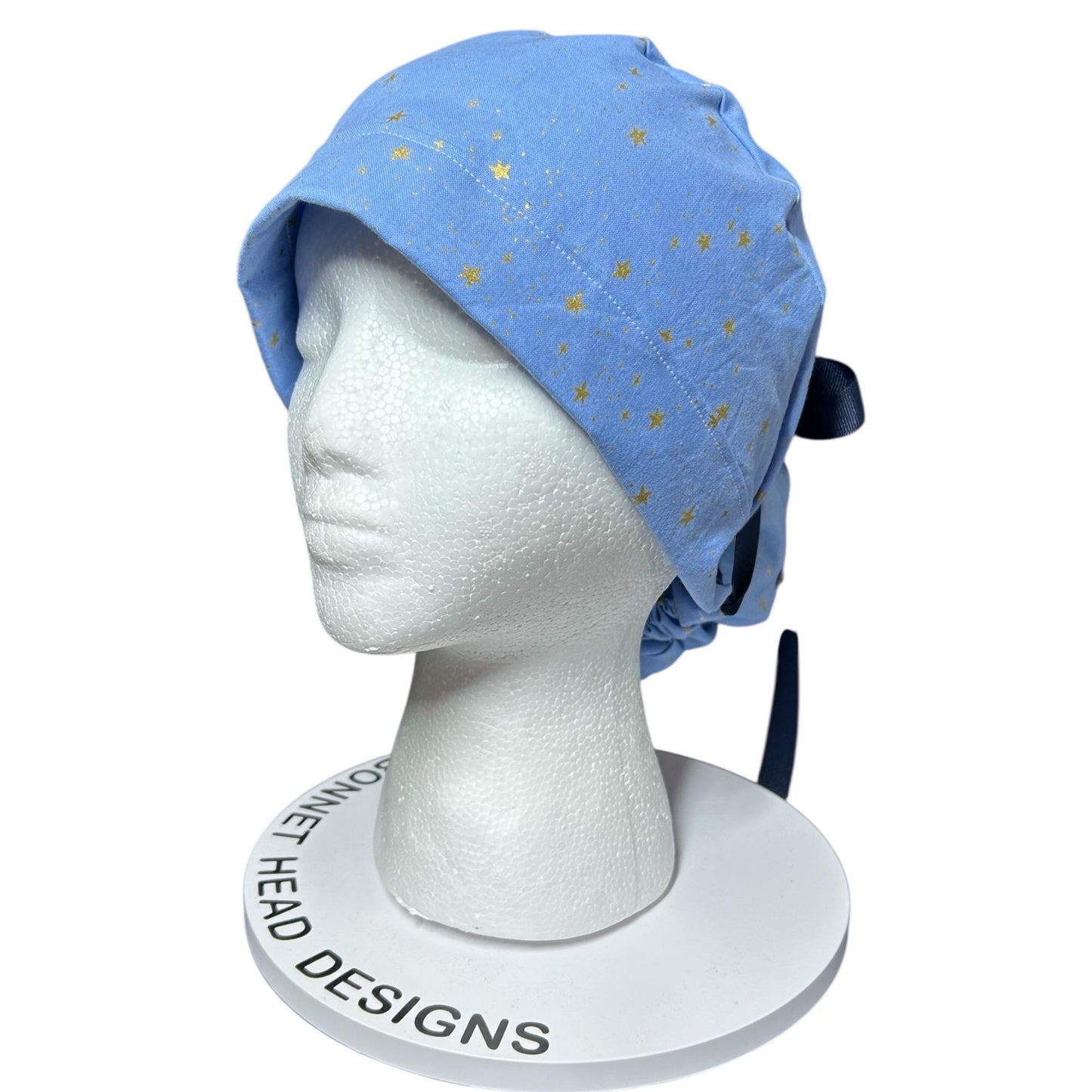 Rifle Paper Co Women's Scrub cap, Primavera Blue Stars with ribbon ties