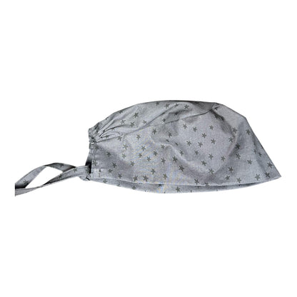 Star Print Surgeon Scrub Hat: Charcoal Gray Men's Scrub Cap