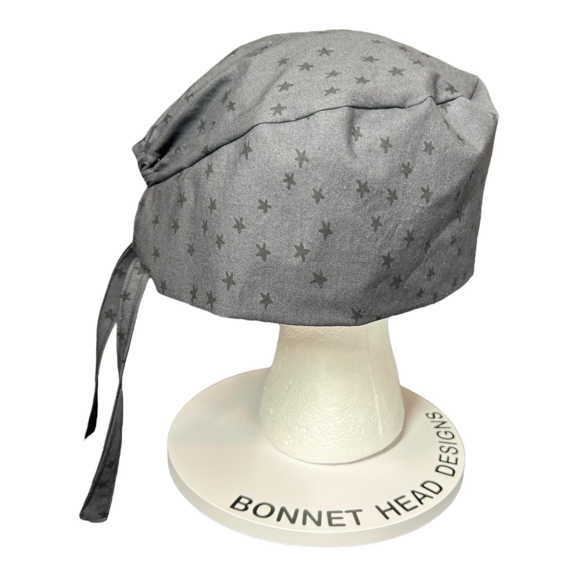 Star Print Surgeon Scrub Hat: Charcoal Gray Men's Scrub Cap