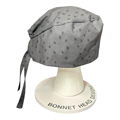 Star Print Surgeon Scrub Hat: Charcoal Gray Men's Scrub Cap