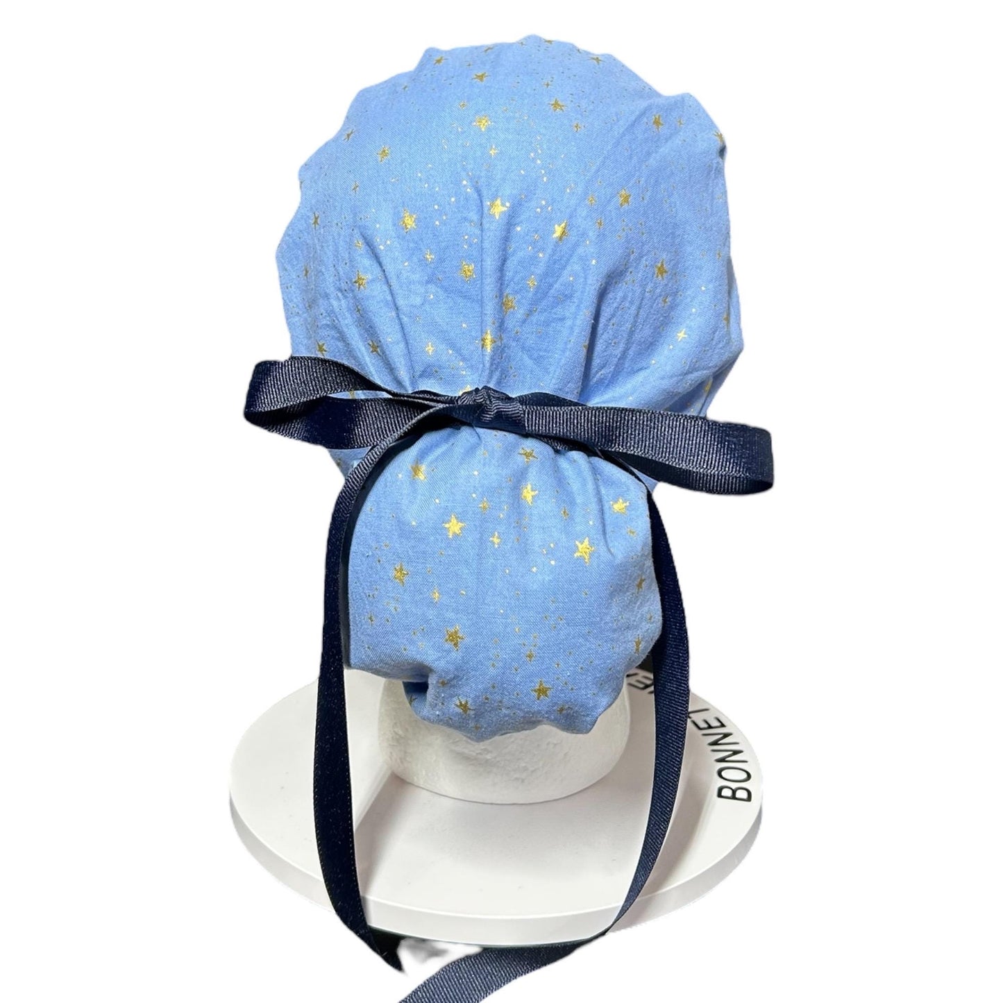 Rifle Paper Co Women's Scrub cap, Primavera Blue Stars with ribbon ties